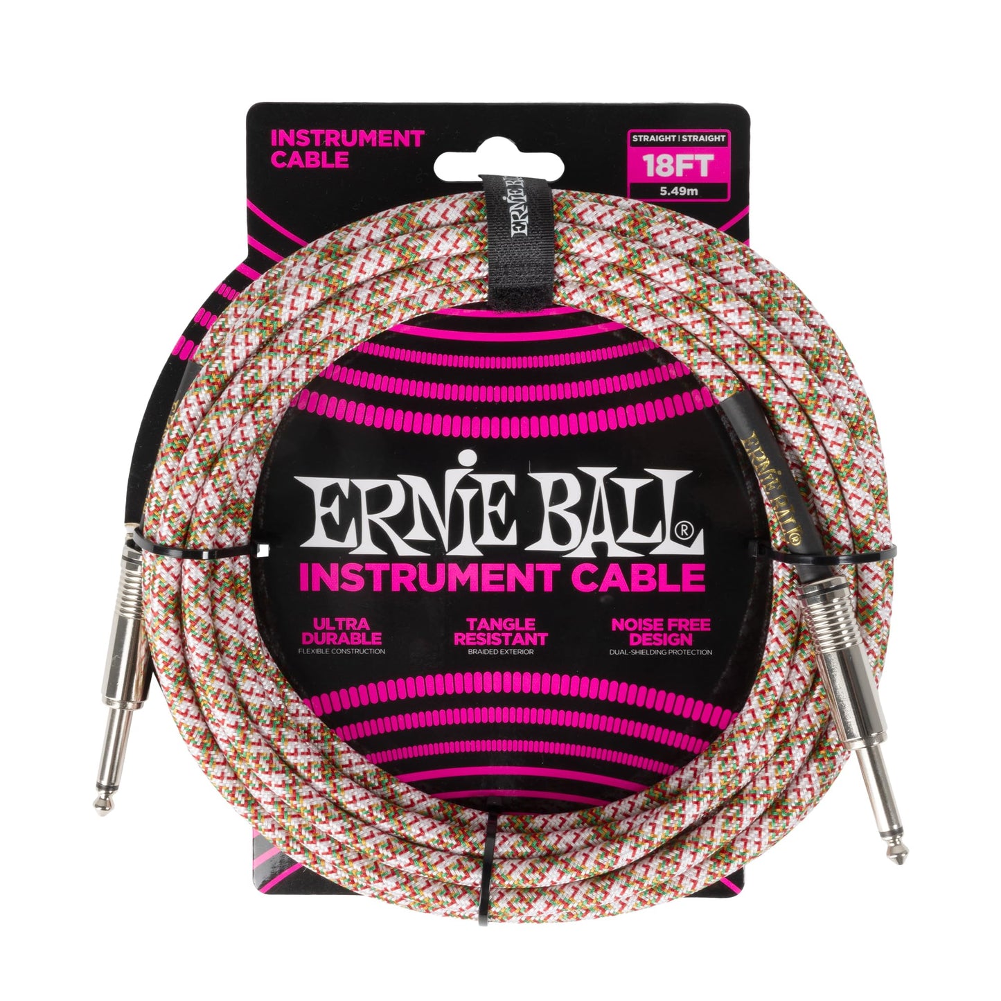 Ernie Ball Instrument Cable, 1/4" Straight, Emerald Argyle, 18ft (P06430)