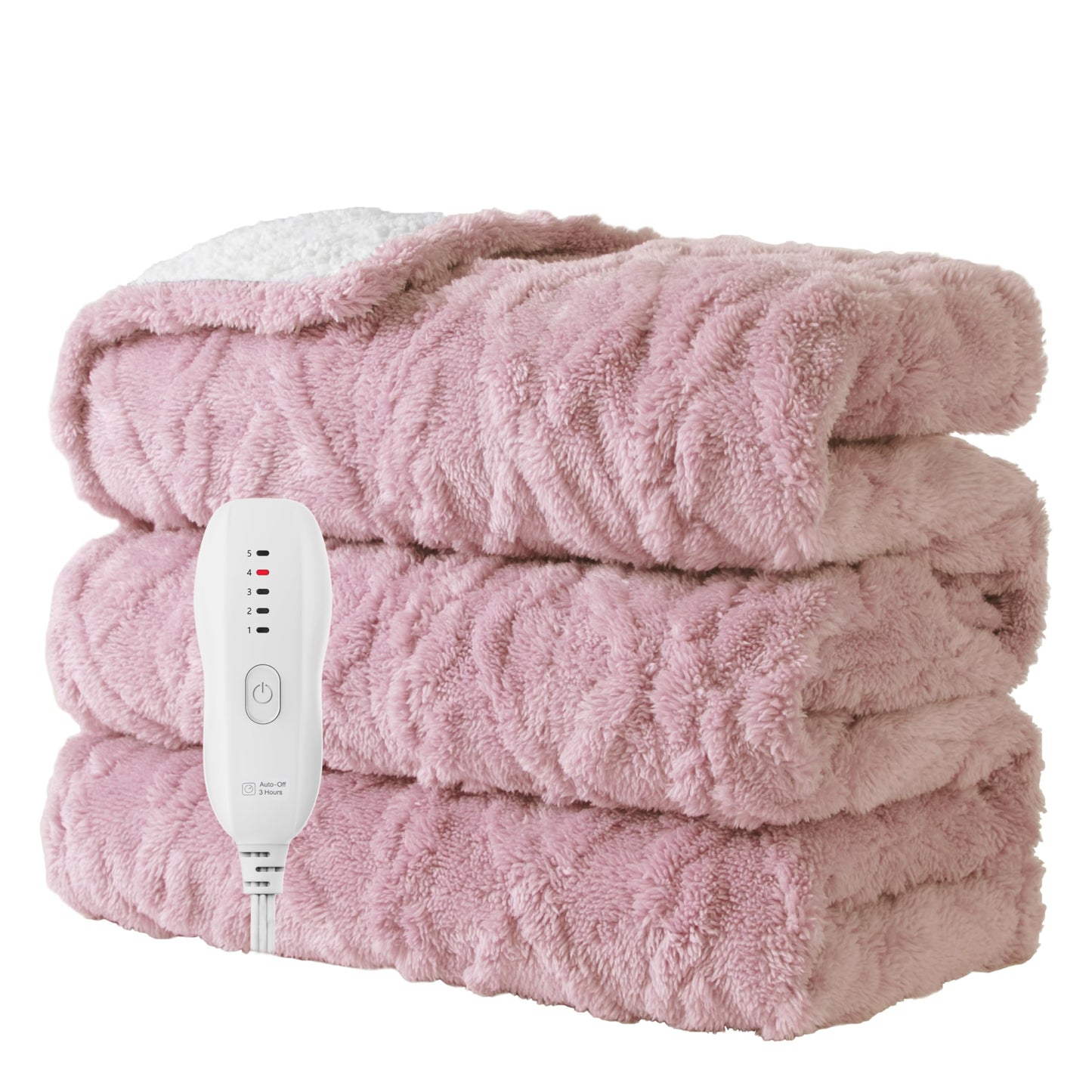 Aheadpret Heated Blanket-Electric Blanket 50"x60" Soft Heated Throw Blanket with 5 Heating Levels & 3 Hours auto-Off,Machine Washable (Pink