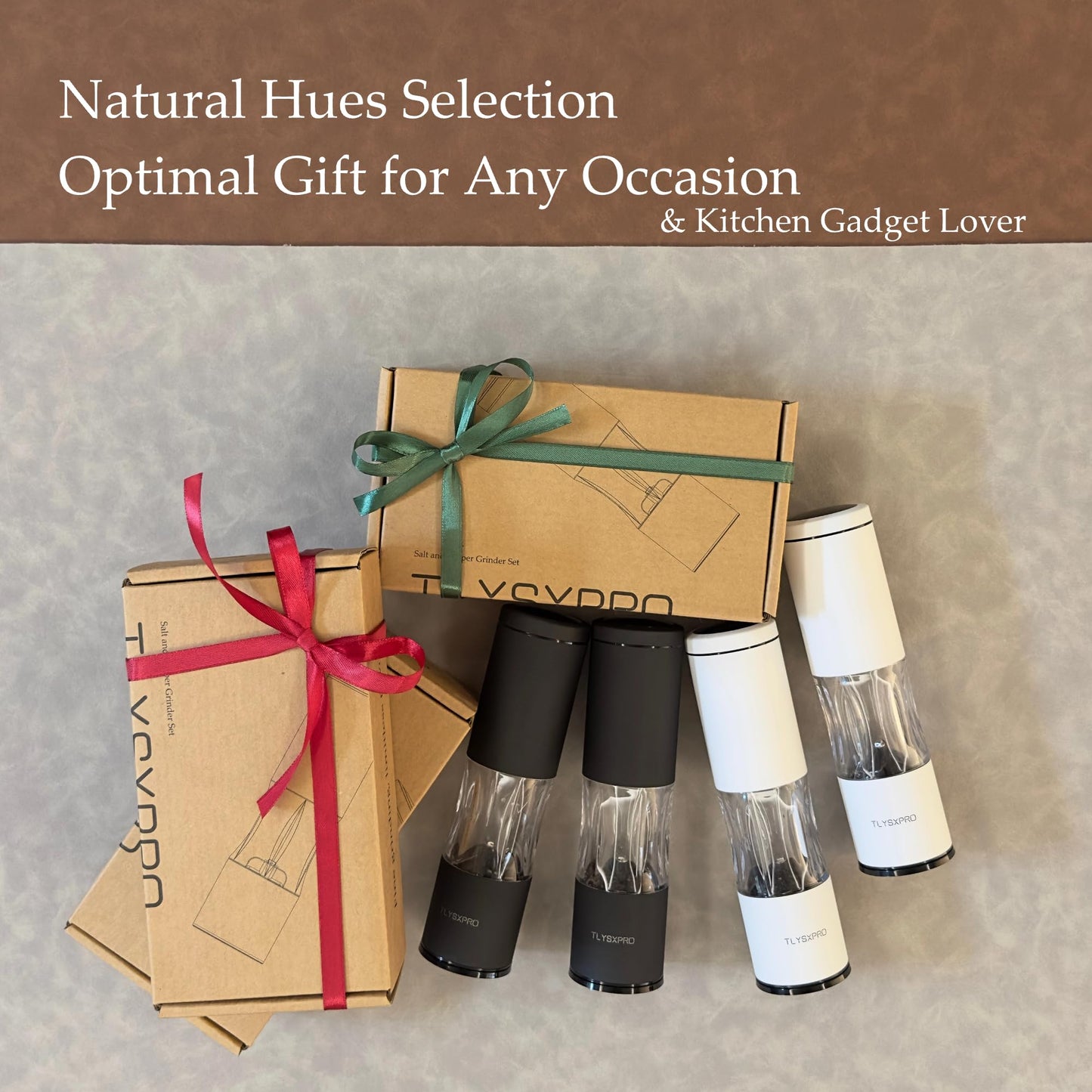 Salt and Pepper Grinder Set with Adjustable Coarseness | Manual Pepper Mill Grinder with Refillable Design | Ceramic Core | Kitchen Essential (2 Packs, Sage)