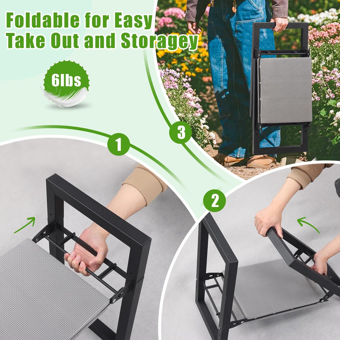 Garden Kneeler and Seat, Folding Heavy Duty Widened Thick Gardening Bench for Kneeling and Seat, Multifunctional Kneeler Bench, Gardening Tools Gifts for Women,Grandparents,Relieve Knee Back Pain