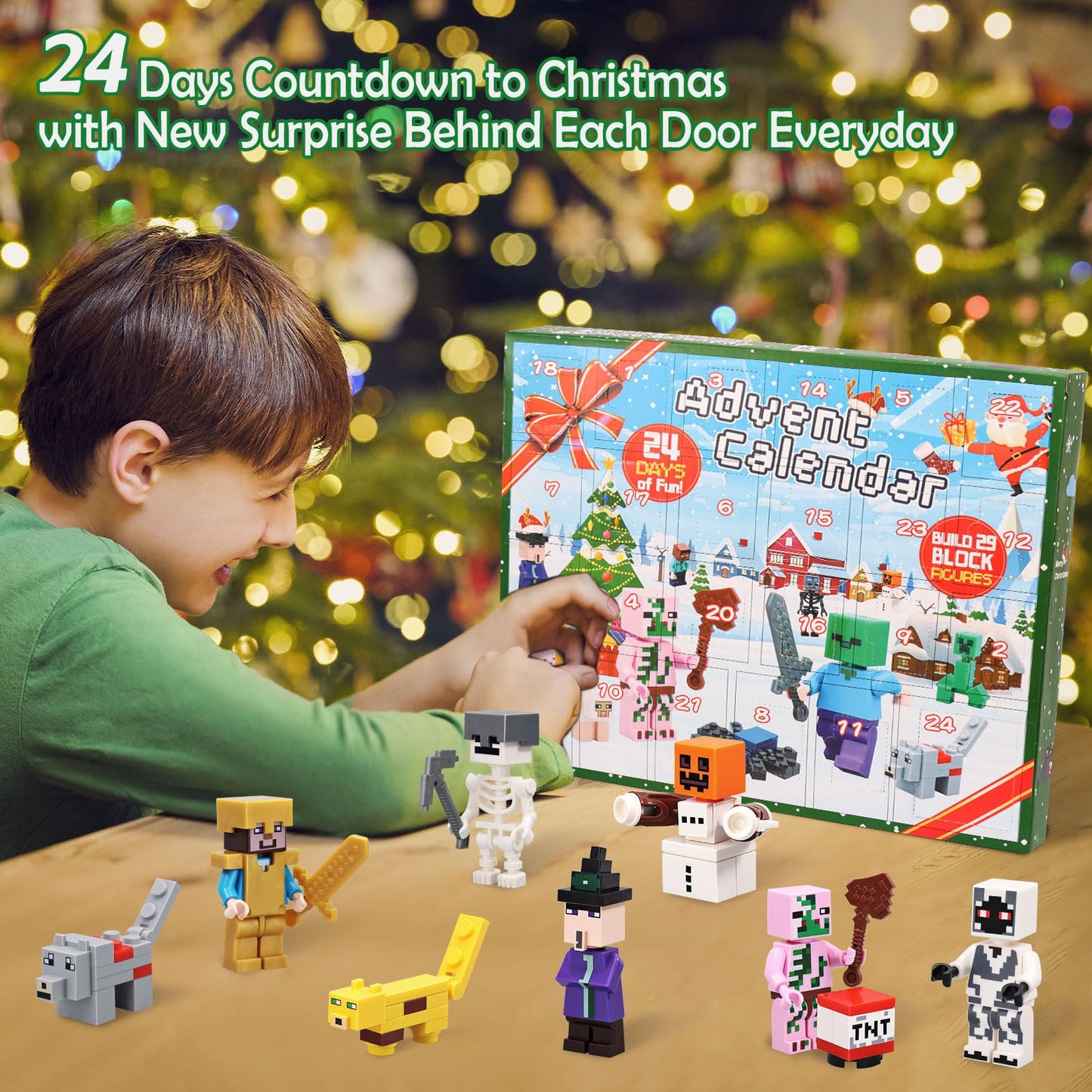 Christmas Advent Calendar 2025 Kids, 24 Days Toy Figures Building Blocks Christmas Countdown Including 29 Characters, Surprise Christmas Gifts for Kids Boys Girls Collectors Fans