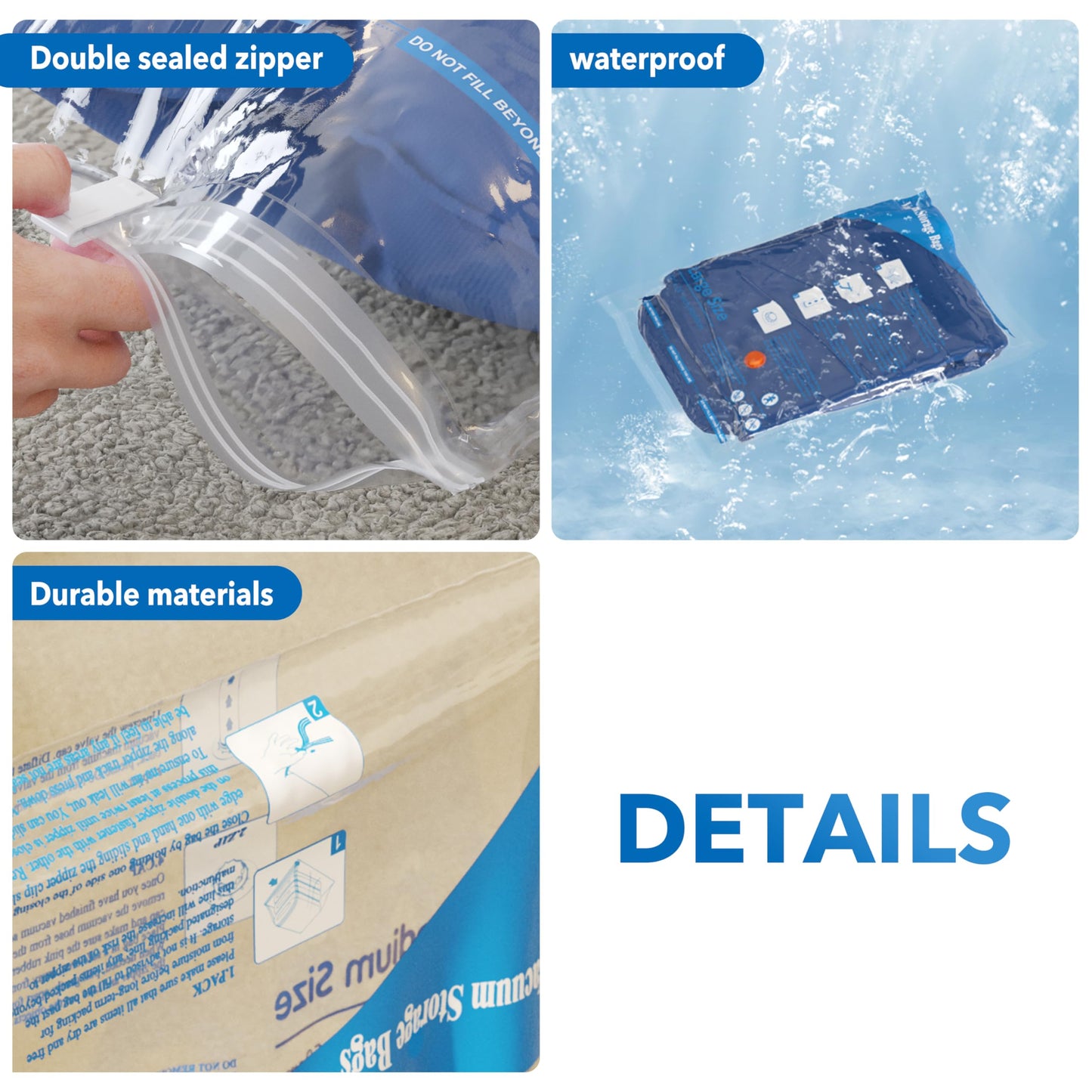 16 Pack Vacuum Storage Bags with Electric Air Pump,4 jumbo, 4 large, 4 midium, 4 small bags, Airtight Compression Bags for Clothes, Pillows, Comforters, Blankets, Bedding