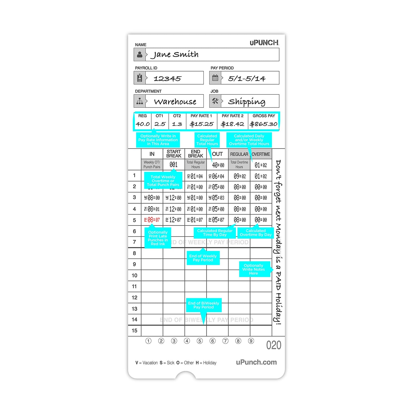 uPunch 2 Pack Ribbon/200 Card Combo for Gray HN4000 AutoAlign Calculating Time Clocks (HNRL2TCL2200)