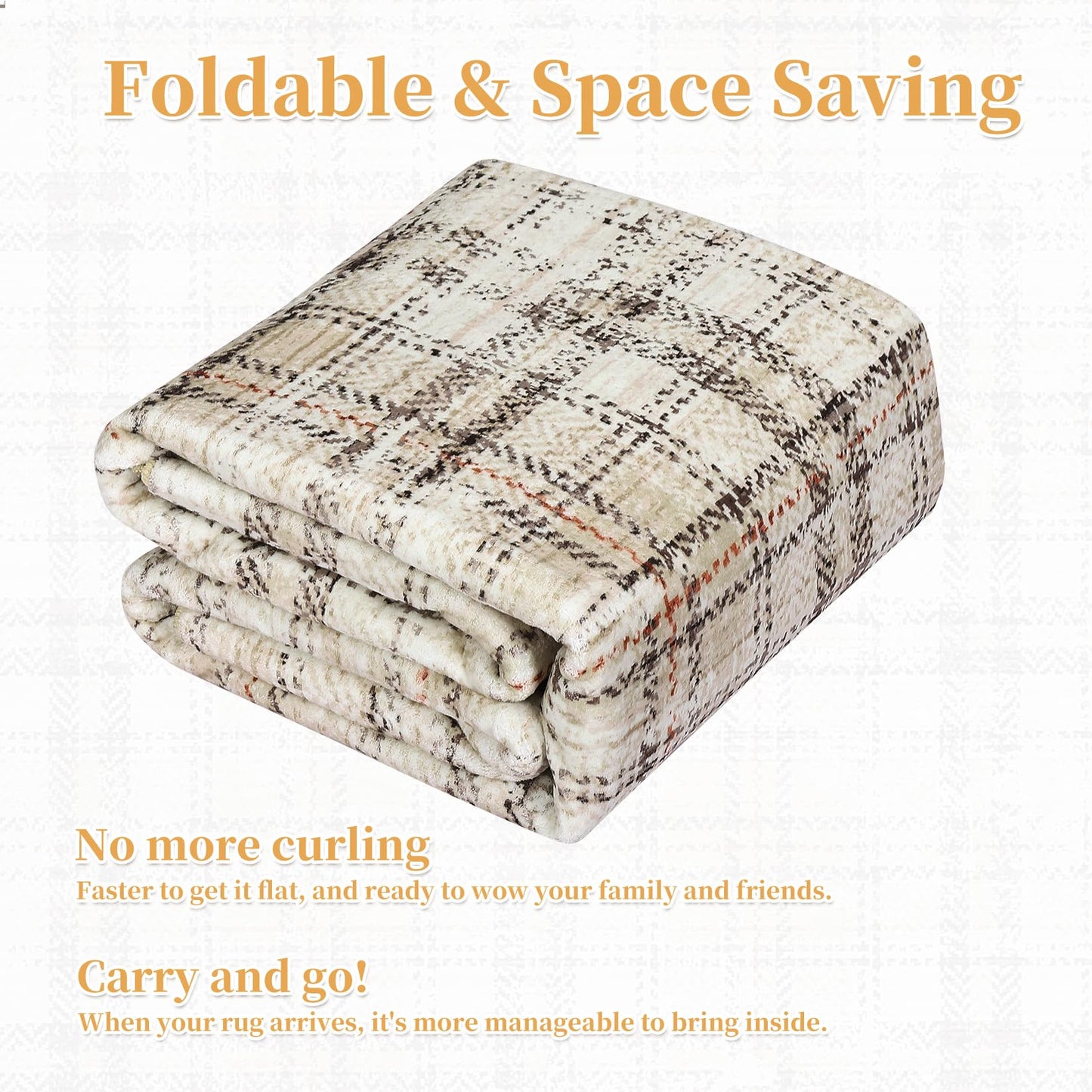 GarveeHome Washable Area Rugs 5x7 Rug for Living Room Modern Plaid Rugs for Bedroom Non Slip Farmhouse Ultra Soft Rugs Non Shedding Stain Resistant Carpet for Nursery Office Beige 5 ft x7 ft