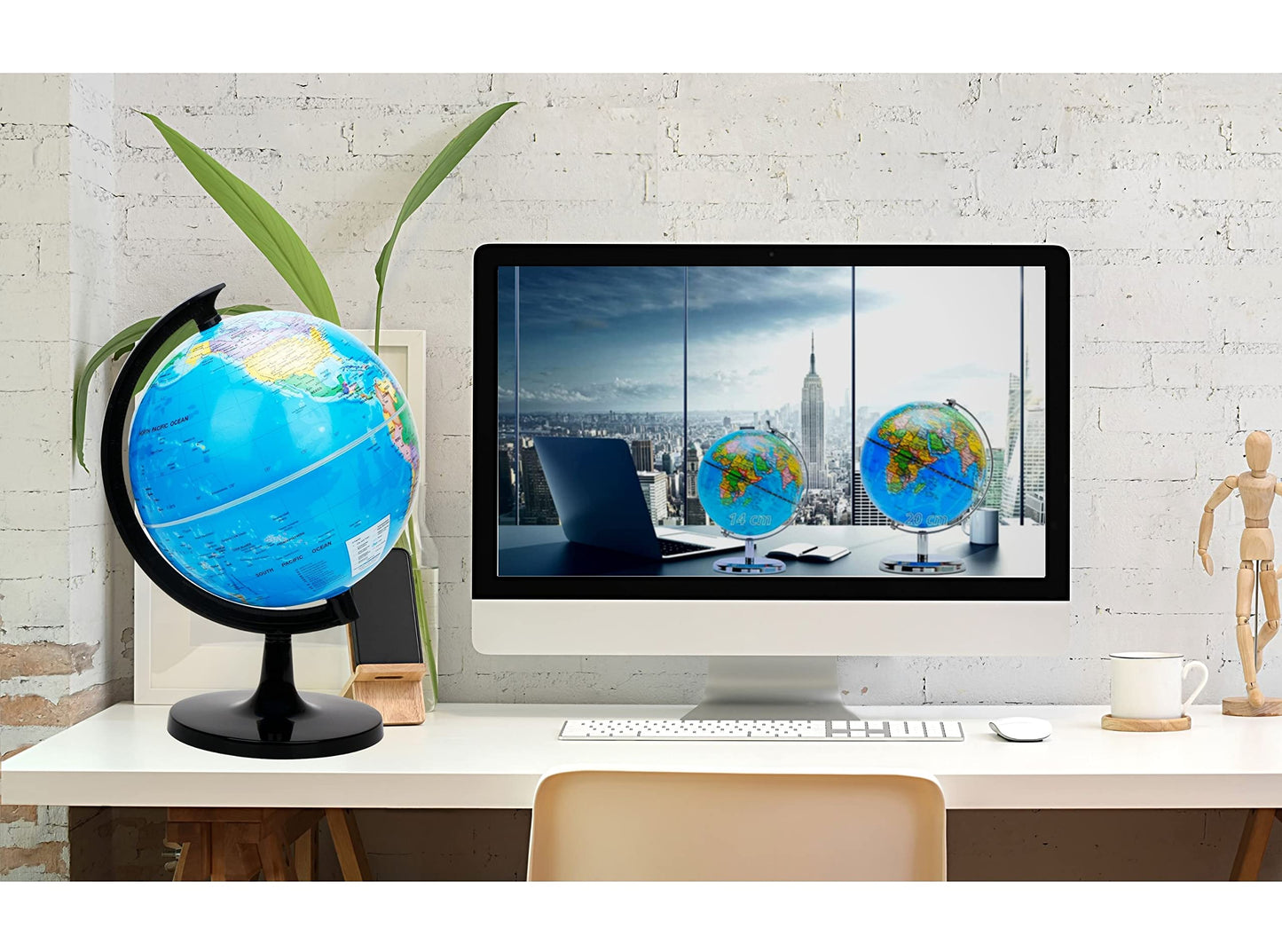 EXERZ 8" (20cm) World Globe Political Map - English Map - Educational Geographic School Globe - 20cm Diameter