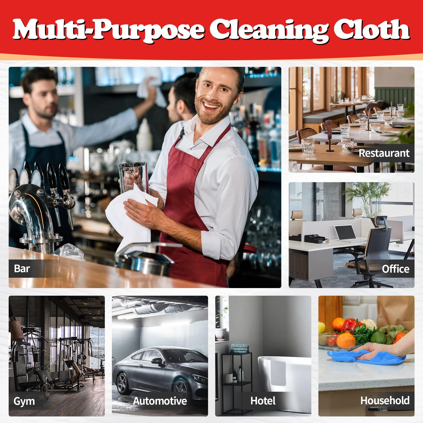 FIXSMITH Shop Towels, Microfiber Cleaning Cloths Bulk, 200 Pack Microfiber Towels for Cars, All-Purpose Absorbent Cleaning Rags, Shop Rags for Automotive, Mechanic, Garage, Bar, 11.5 x 11.5 inch