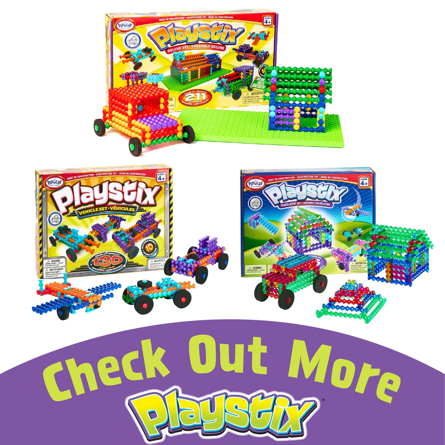 Popular Playthings Playstix 150 Pieces (Bilingual)