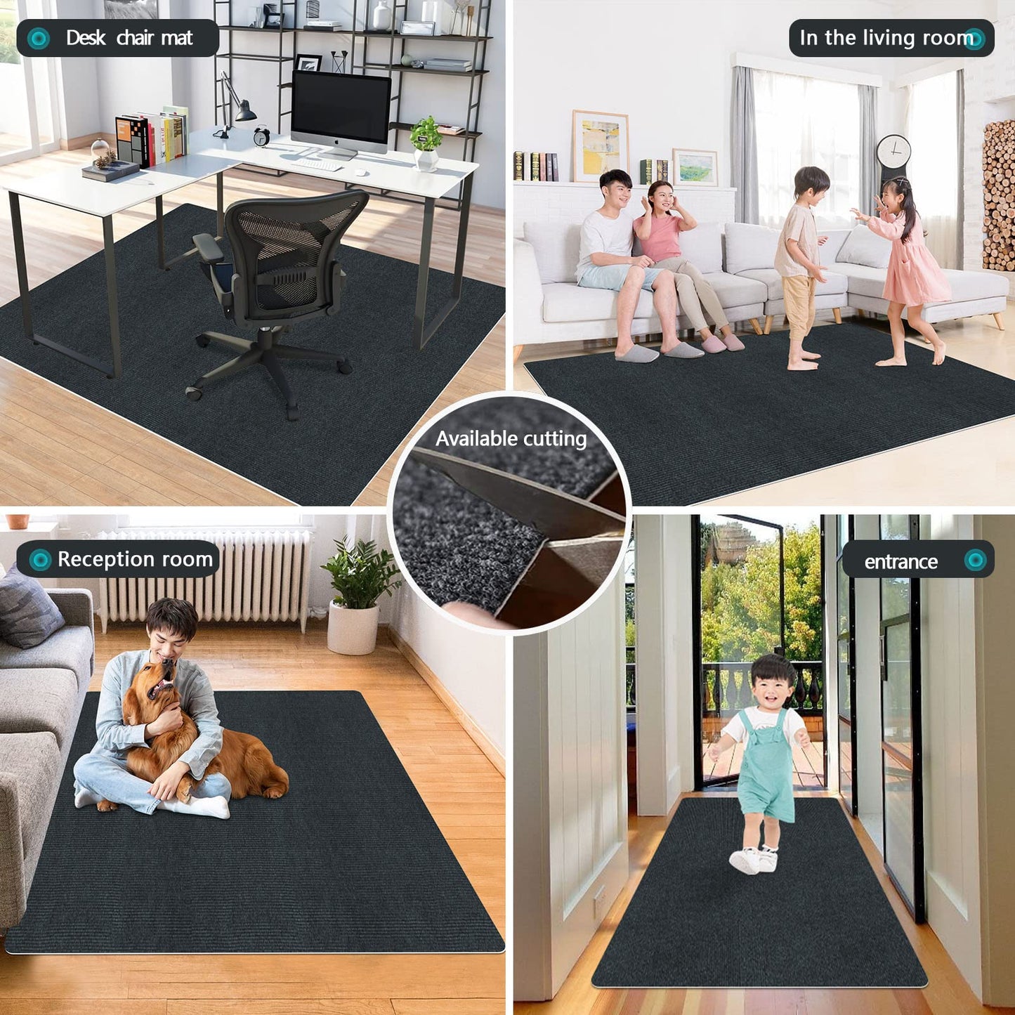 Office Chair Mat Carpet Floor Mat JAYFAN Office Rug Gaming Desk Mat Computer Chair Mats About 55" X 63" PVC Floor Mat Carpet Chair Mats Floor Protector Non Slip Rug Pad Chair Mat for Hardwood Floor