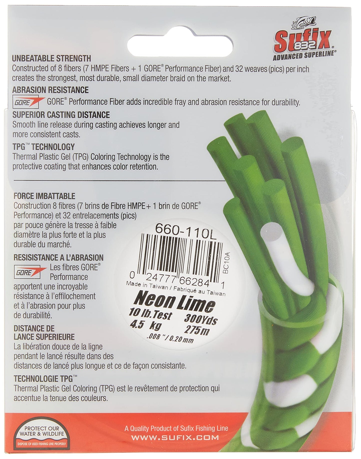 832 Braid 10 lb Neon Lime - 300 Yds