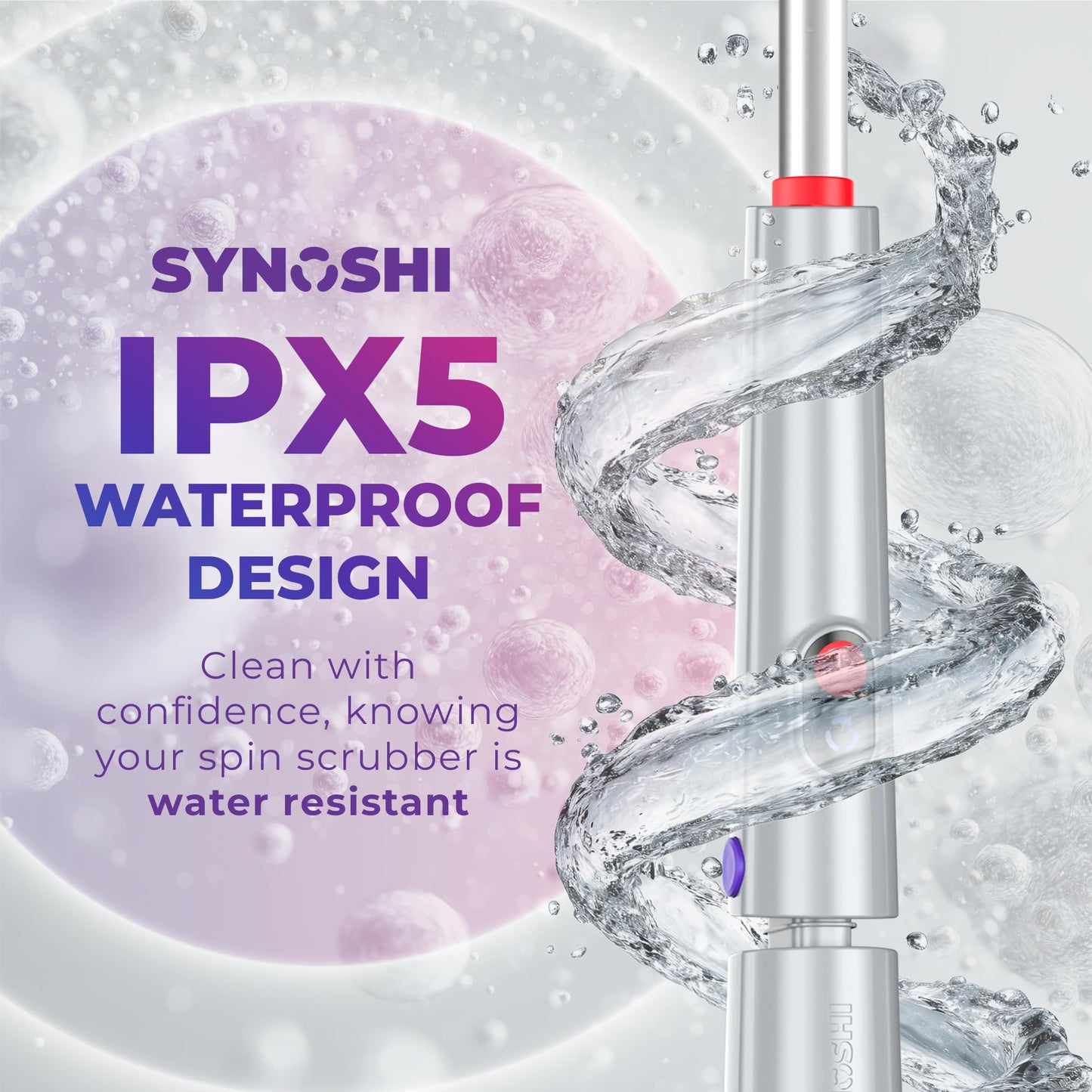 Synoshi PRO Electric Spin Scrubber, Electric Bathroom Cleaning Handle for Scrubber (No Scrubber included) . Extends up to 29.5 Inch (75 cm)