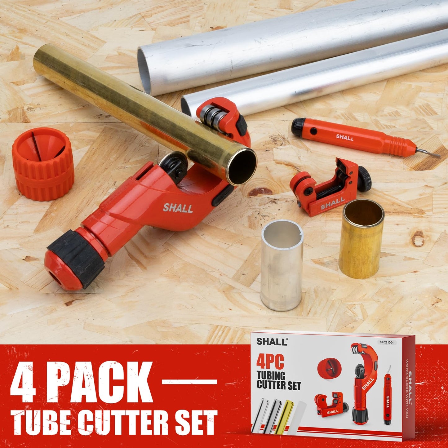 SHALL Tubing Cutter Tool, Heavy Duty Pipe Cutter 3/16"-2" OD, Mini Tube Cutter 1/8"-7/8", Steel Pipe Cutter for Metal, Copper, Aluminum, Conduit, PVC Pipes, Cutting & Deburring Tools for Professionals