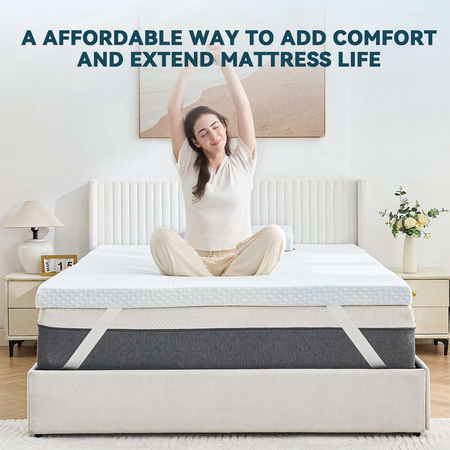 2 Inch Cooling Gel Memory Foam Mattress Topper Twin Size, Ventilated Slow Rebound Pad for Back Pain Relief, Bed Topper with Removable Soft Cover, CertiPUR-US Certified