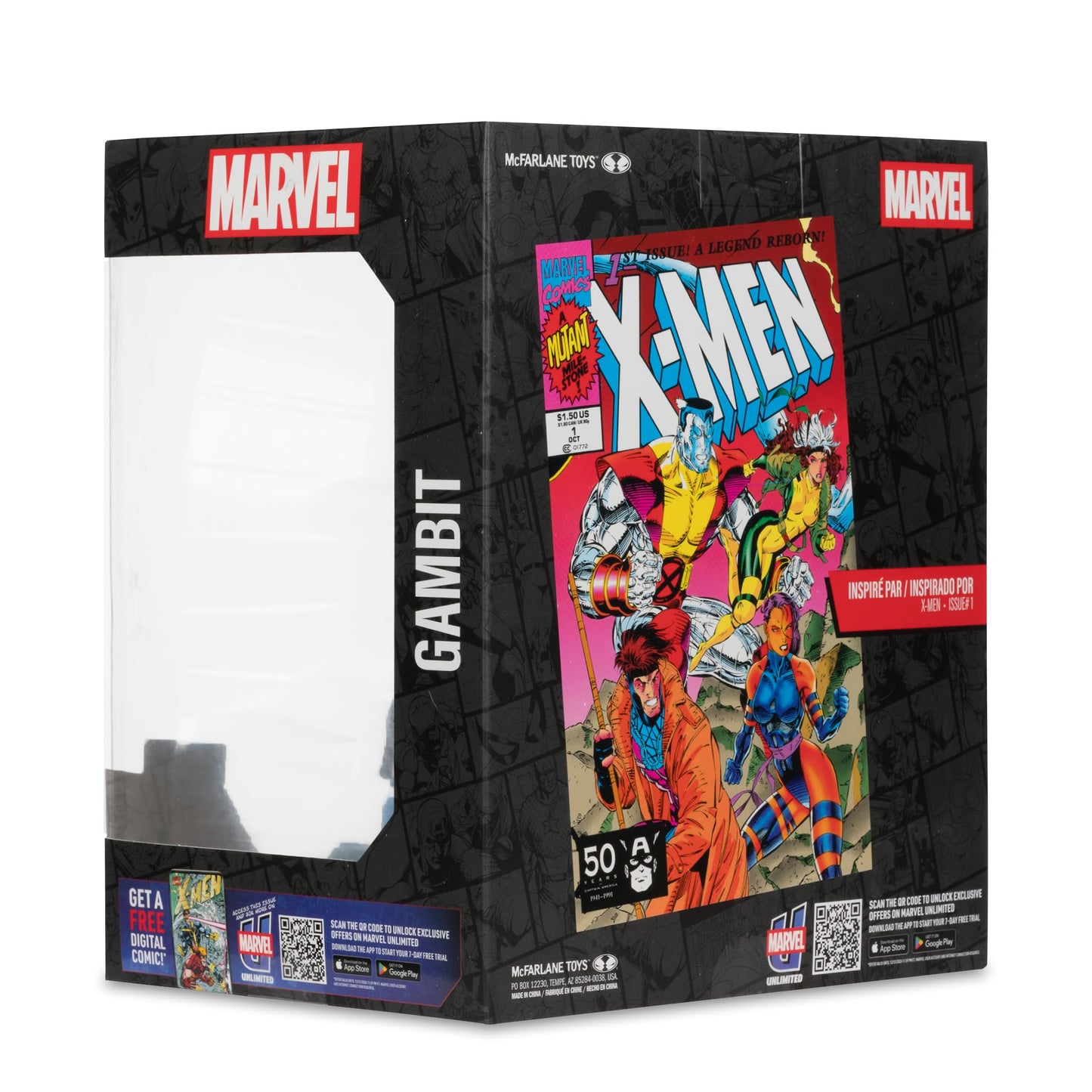 Marvel - 1:10th Scale Gambit Collectible with Scene (X-Men #1) - McFarlane Toys