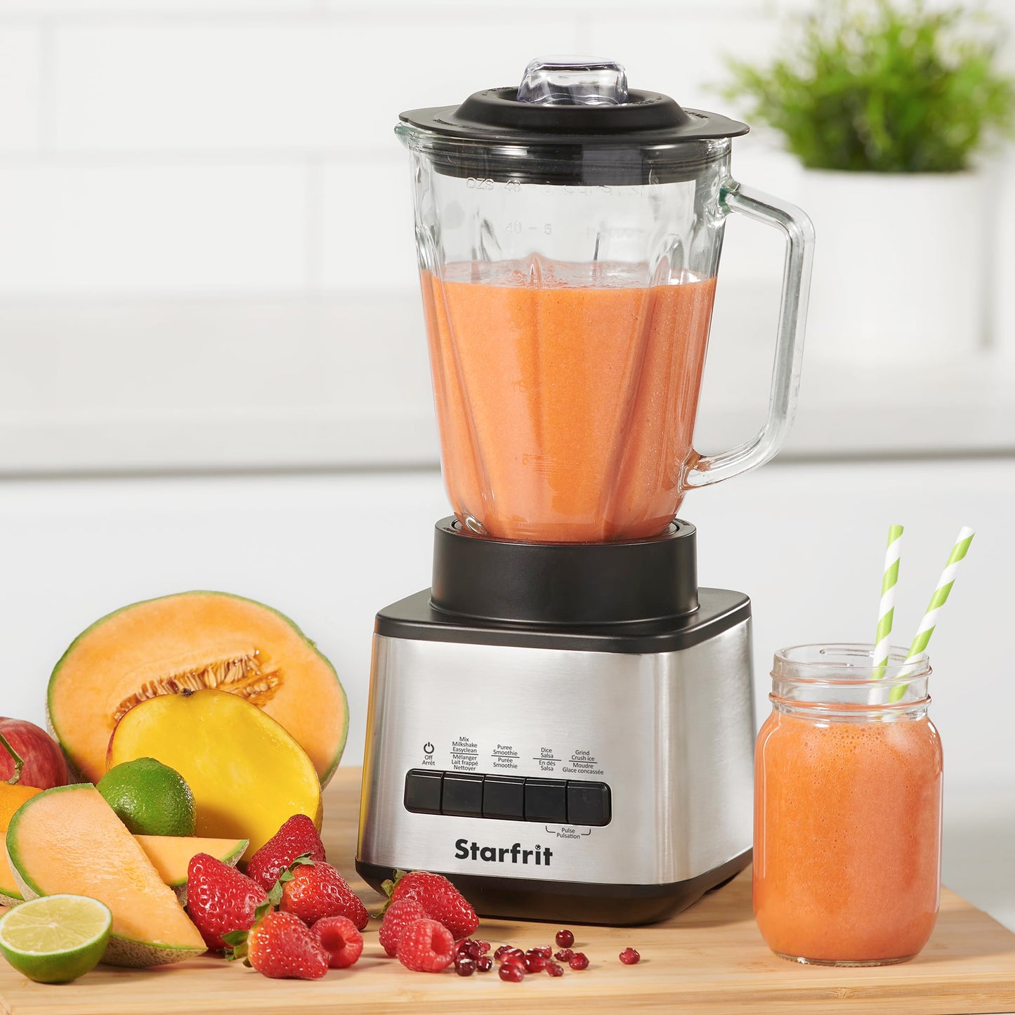 Starfrit 1.5L Blender - 450W with Stainless Steel Blades - 2 Speeds & Pulse Mode - Graduated Glass Pitcher - Non-Slip Feet