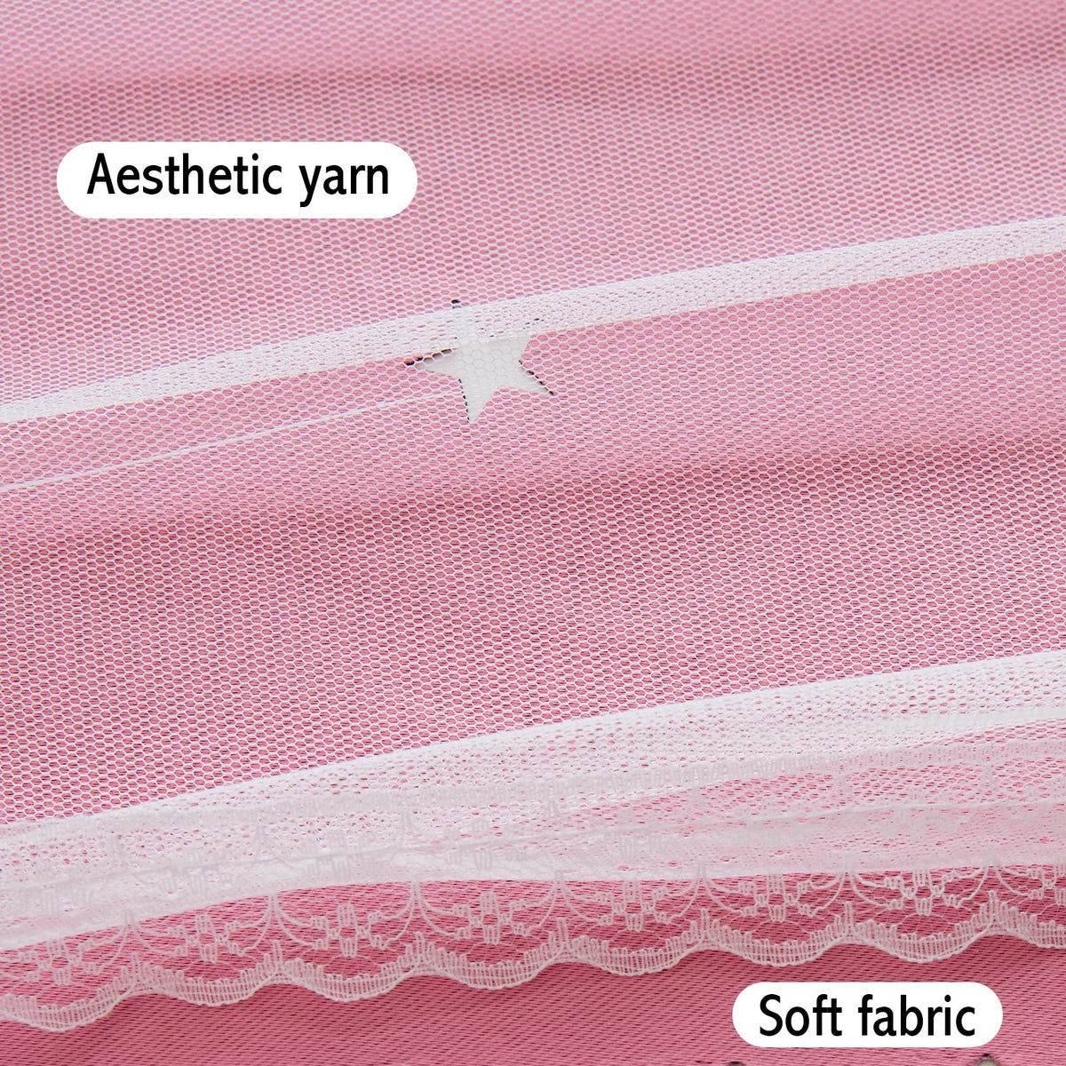 Anytime Star Cut-Out Blackout Curtains for Bedroom 2 Panels,2-Layers Mix Design of Fabric & Tulle,Pretty Pure Color Window Curtain for Kids Room(W52 x L84,Pink)