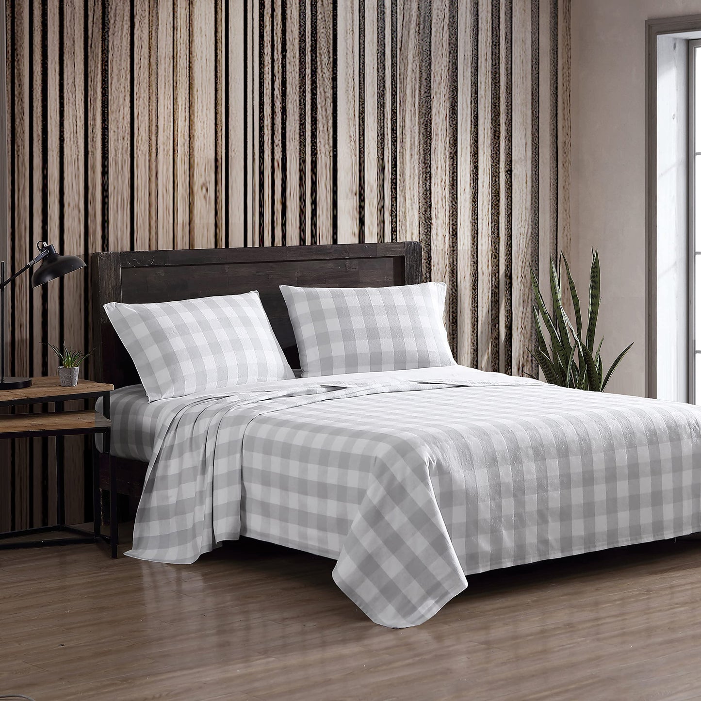 Eddie Bauer - Queen Sheet Set, Warm Breathable Cotton Flannel Bedding with Deep Pockets, Brushed for Extra Softness, Cozy Home Decor, Oeko-Tex Certified (Lakehouse Plaid, Queen)