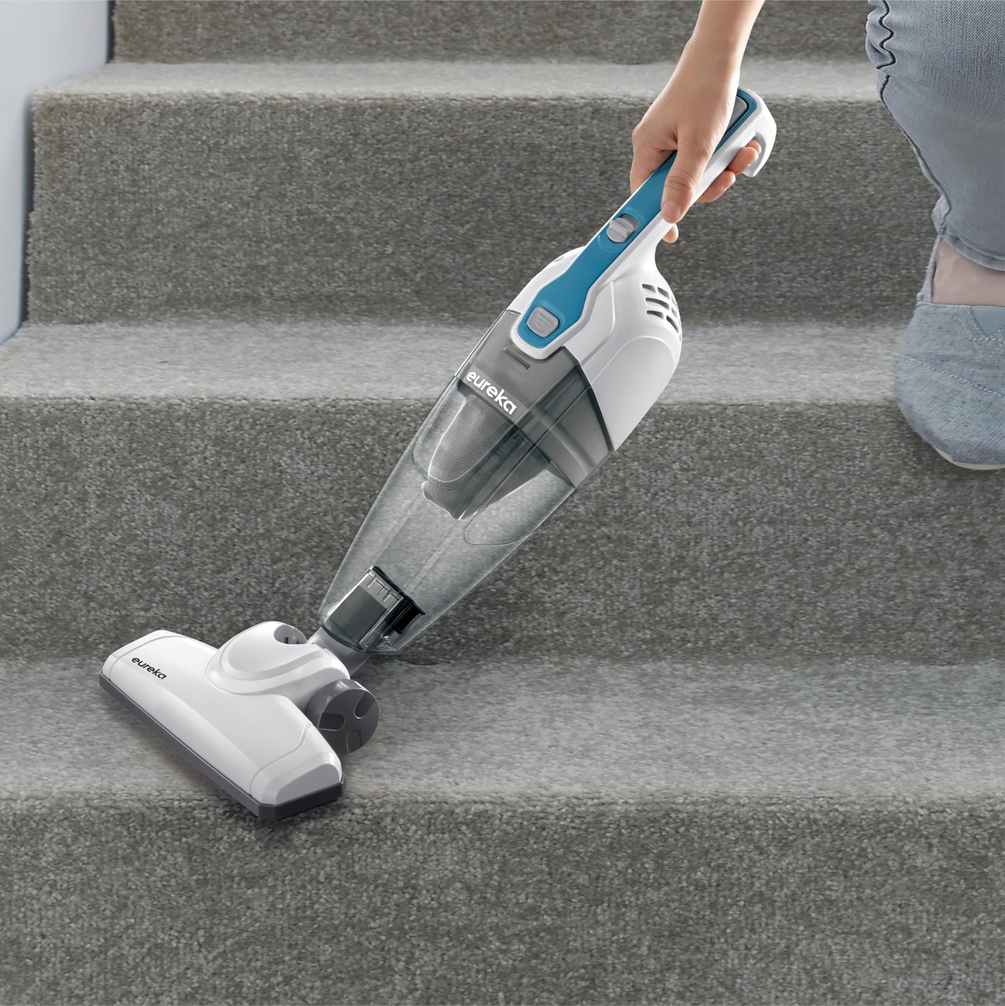 Eureka Home Lightweight Corded Stick Vacuum Cleaner, Powerful Suction Convenient Small Vacuum for Hard Floor, 3-in-1 Hand Vacuum, Aqua Blue, NES100