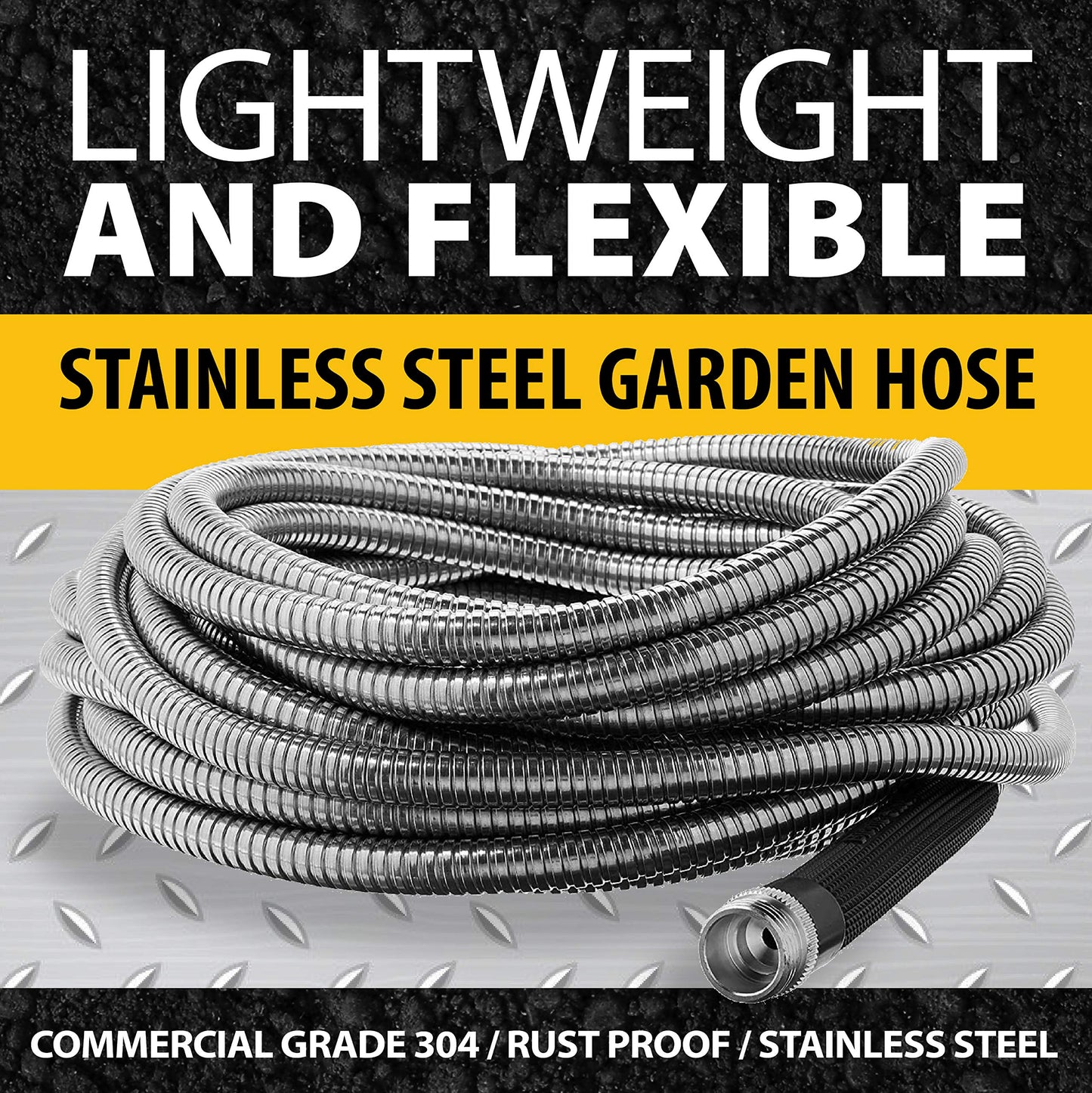 Bionic Steel 100 Ft Garden Hose with Nozzle, Rust Proof 304 Stainless Steel Water Hose 100Ft with 3/4 Aluminum Fittings, Flexible, Heavy Duty, Lightweight, Non Kinking, 500 PSI - 2025 Model