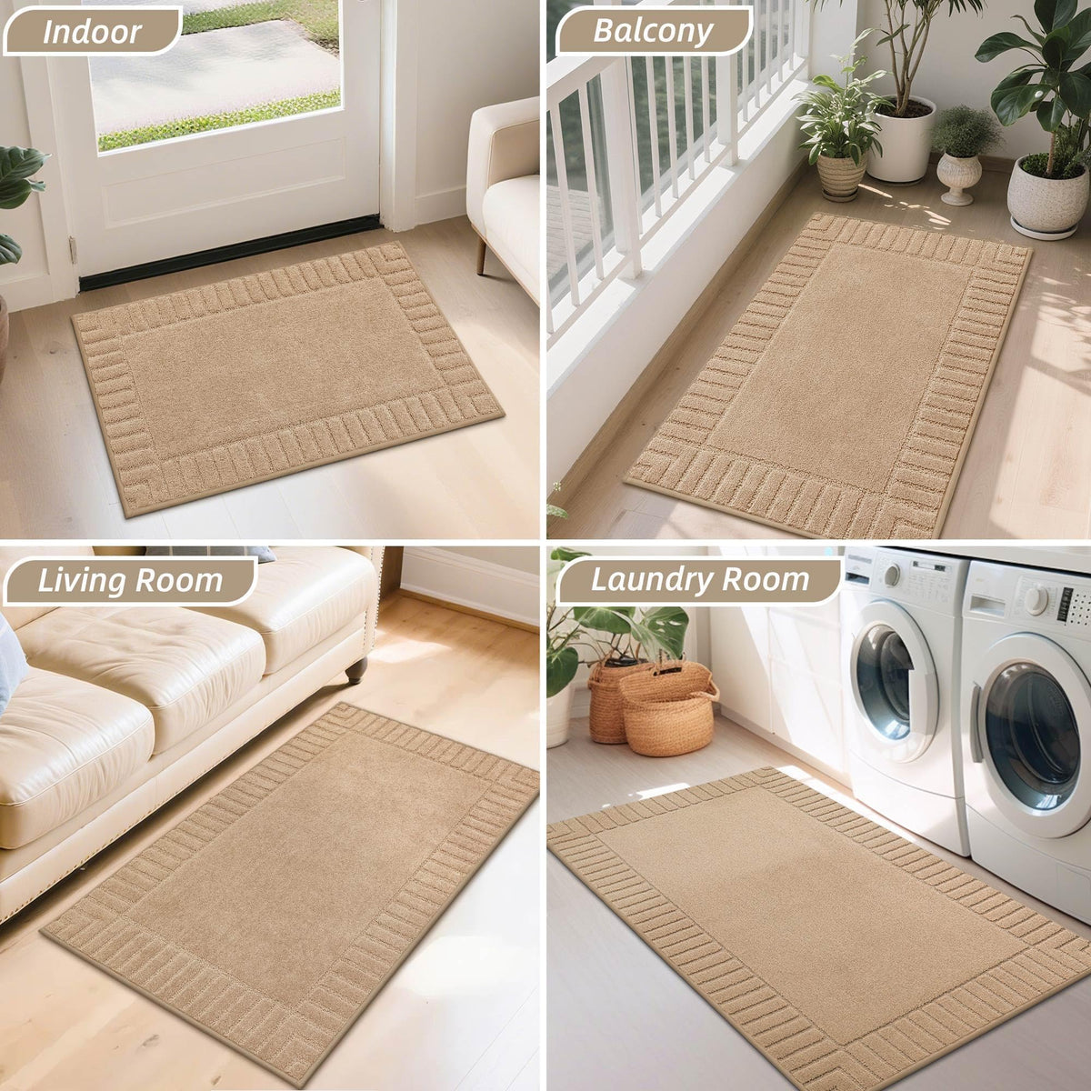 BEQHAUSE Large Door Mat Indoor, Super Absorbent Dirt Trapper Front Doormats Washable TPR Non-Slip Entrance Inside Floor Mats Rug for Entryway Pets and Dogs,32"x48", Taupe