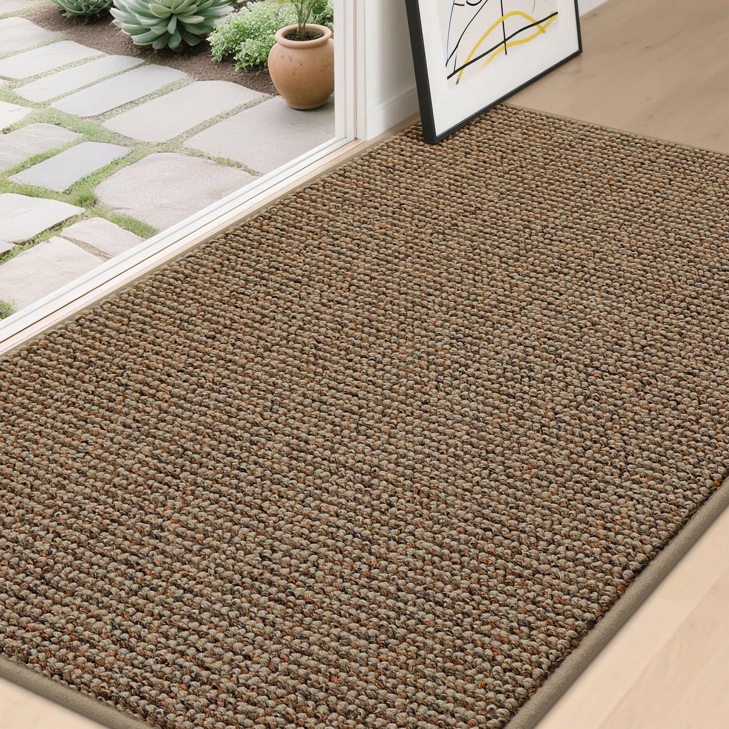 BEQHAUSE Dirt Trapper Door Mat 36" x 60", Non-Slip Washable Doormats Entrance Mat, Dirt Resistant and Absorbent Welcome Mat, Low Profile Floor Mats for Front Back Door and Entryway, Taupe