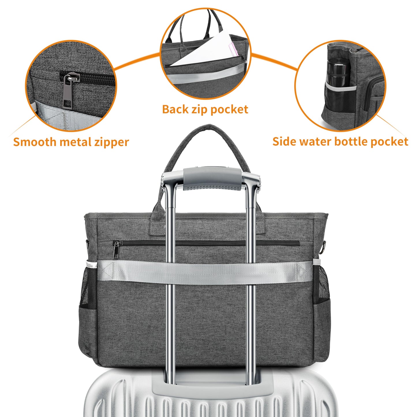 Laptop Tote Bag, Middle Size Computer Messenger Teacher Bag with 15.6'' Padded Laptop Sleeve