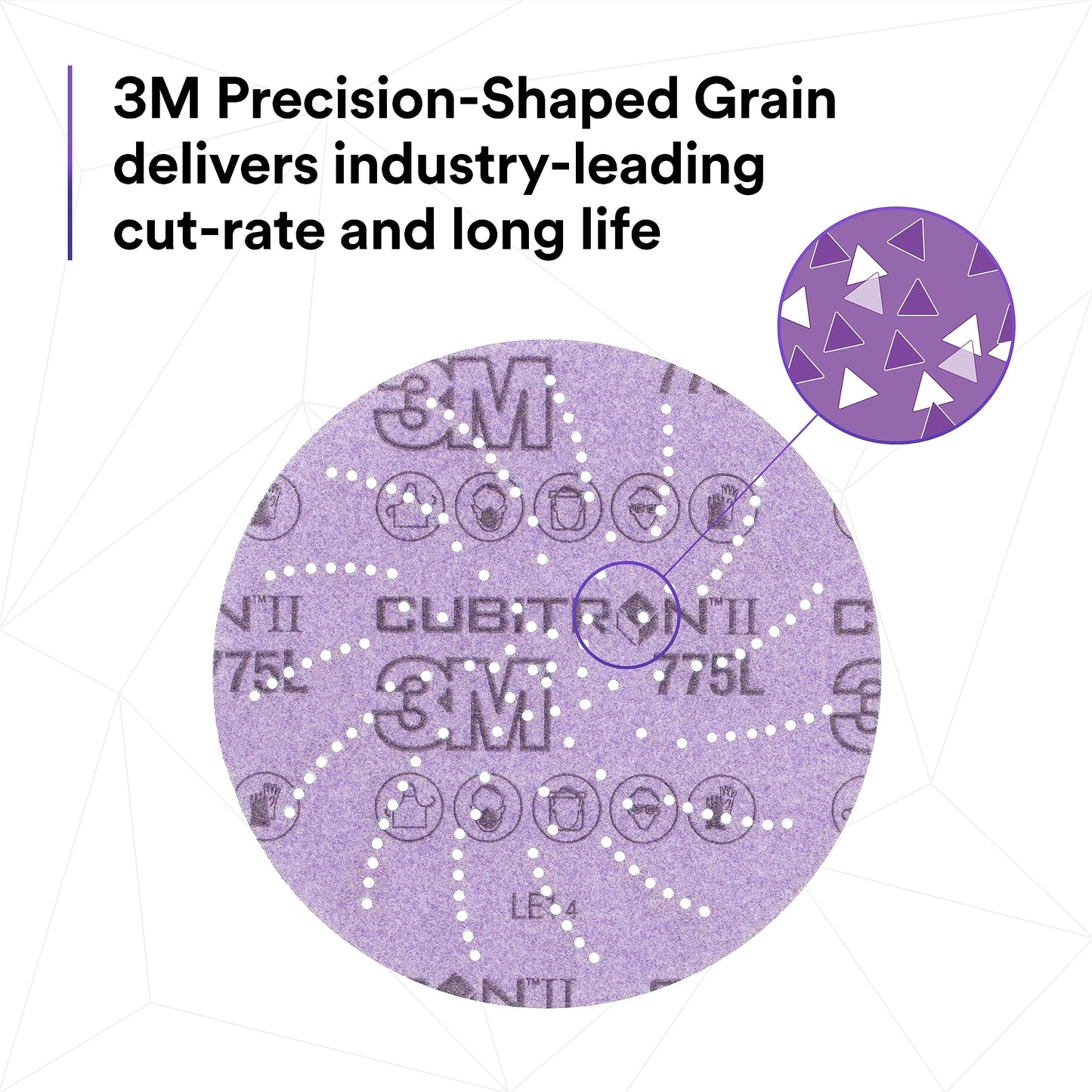 3M Cubitron II Hookit 64264 Clean Sanding Disc 775L, 5 in 180+ Grit, Aluminum Oxide, Film Backing, 5" (Pack of 50)