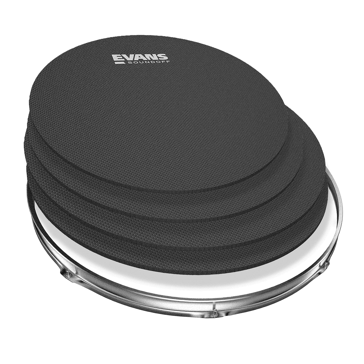 SoundOff by Evans Drum Mute Pak (4pc) – Provides 95% Volume Reduction Without Drastically Altering Drums’ Feel – Quietly Practice Directly on Drum Sets – For Standard-Sized Kits 12, 13, 14 (Snare), 16