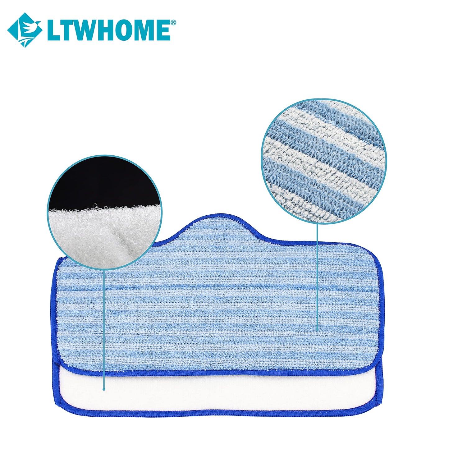 LTWHOME Compatible Microfiber Mop Pads Replacement for Dupray Neat Steam Cleaner (Pack of 12)
