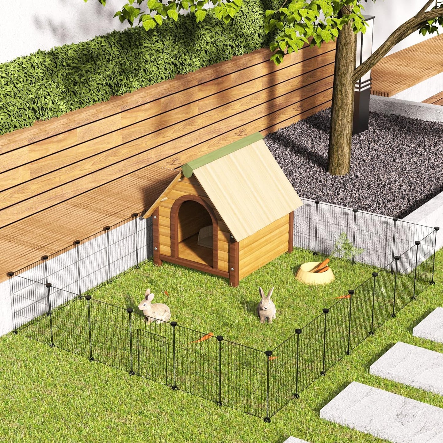 HOMIDEC Pet Playpen,Small Animal Cage DIY Wire Fence with Door for Indoor or Outdoor Use,Portable Yard Fence for Small Animal,Puppies,Kitties,Bunny,Guinea Pigs,Turtle,15 Panels, 48" x 24" x 16"