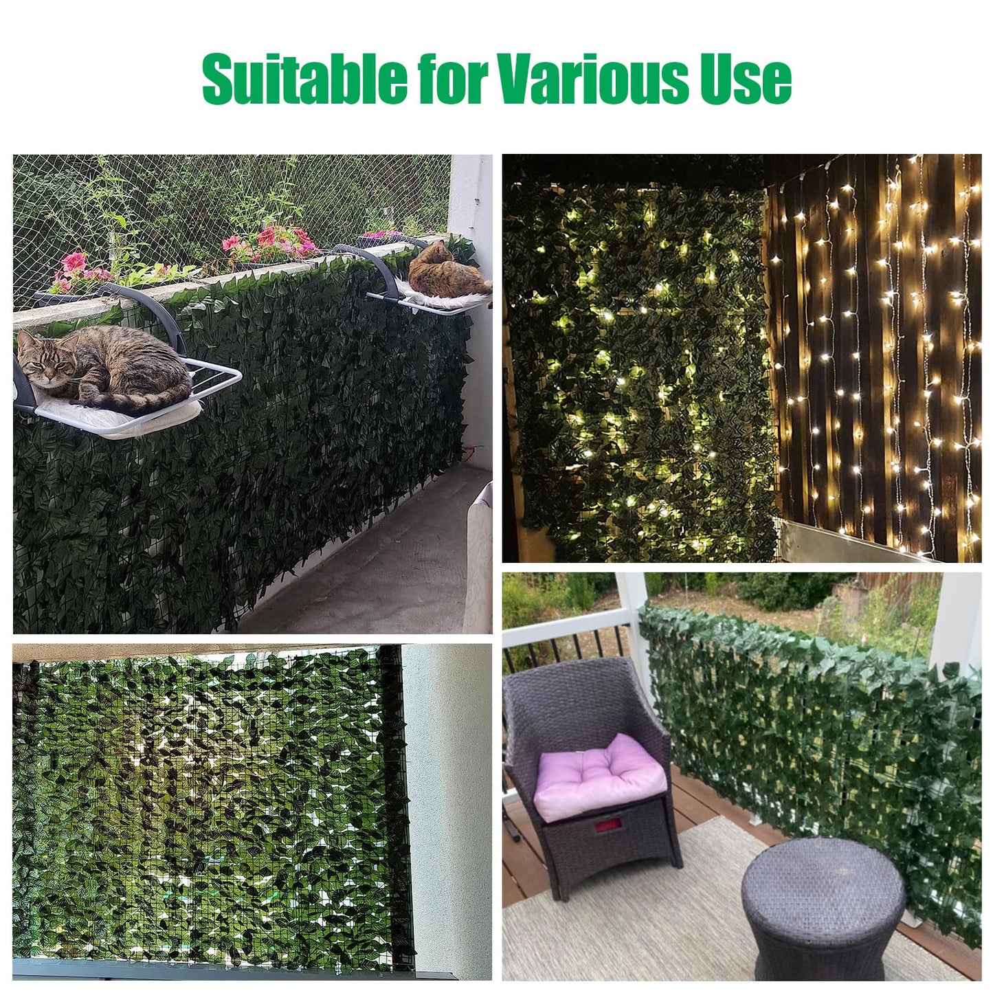 Artificial Ivy Privacy Fence Screen 280"x40", Privacy Screen for Balcony and Garden,Artificial Faux Ivy Hedge,Grass Wall for Indoor and Outdoor Deco with 100PCS Zip Ties (Upgrade Leaves)