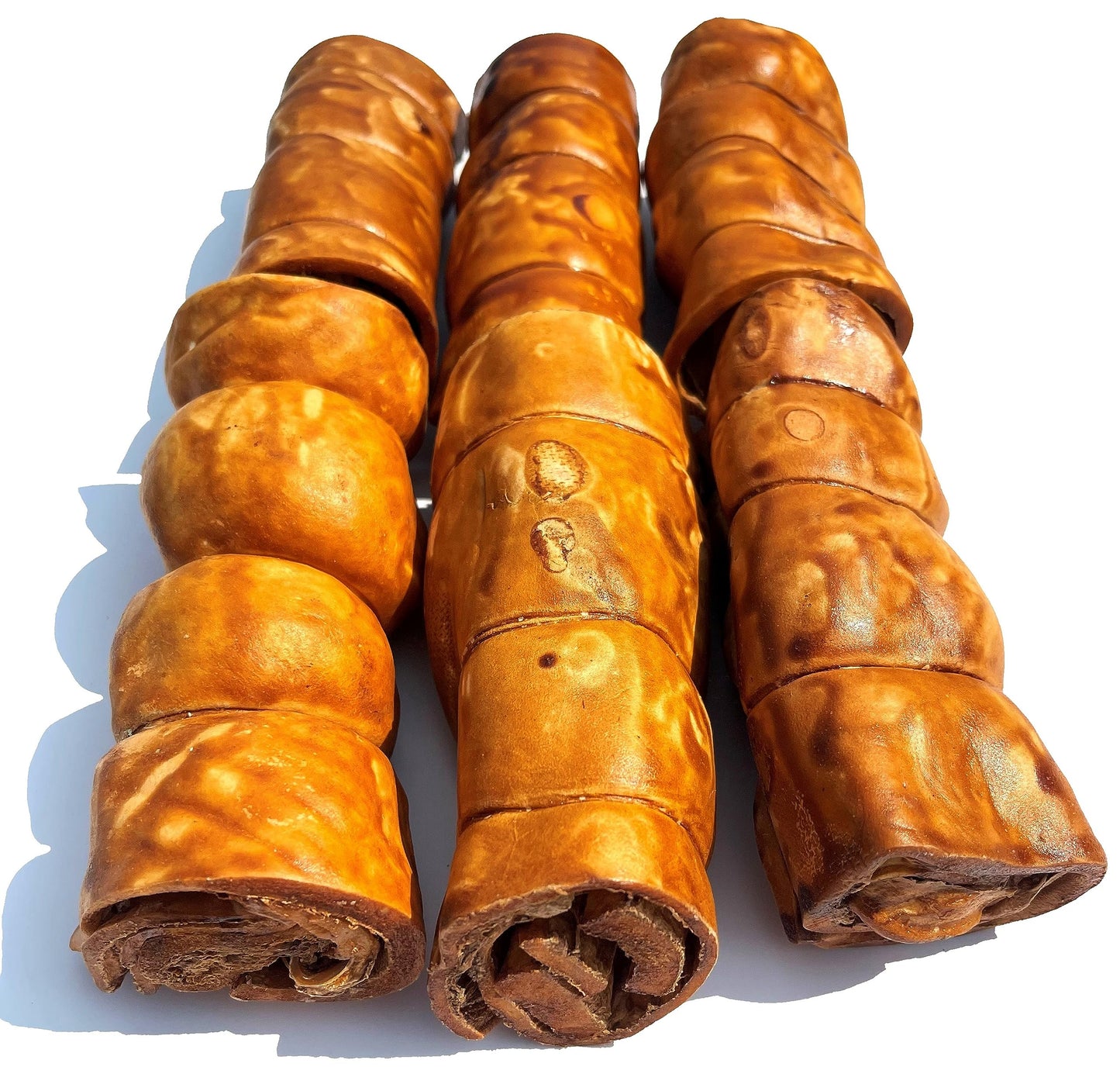 Beef Cheek Rolls Dog CHEW Treat - *(Beef Basted 6 Pack/6 INCH)* - Rawhide Free - Super Thick - All Natural - Long Lasting Dog CHEW - Beef Cheek Rolls - *Natural Color May Vary*