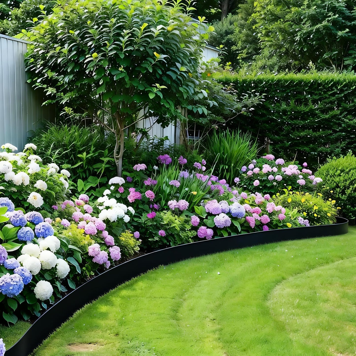 33Ft Garden Edging Kit with 100 Spikes - 4 Inch Tall Flexible Landscape Border for Flower Beds, Lawn, Yard & Landscaping, Black