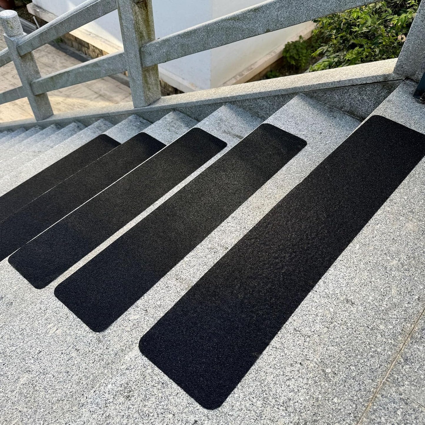 12 Pack Stair Treads Non-Slip Outdoor Tape 6”x30” - Black Anti-Slip Safety Adhesive Strips for Steps, Staircase