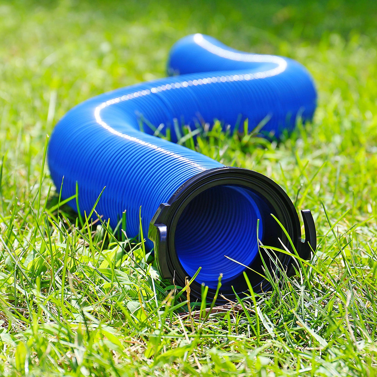 Valterra Products, Inc. D04-0121 20' Blue Standard Bulk Quick Drain with Straight Hose Adapter
