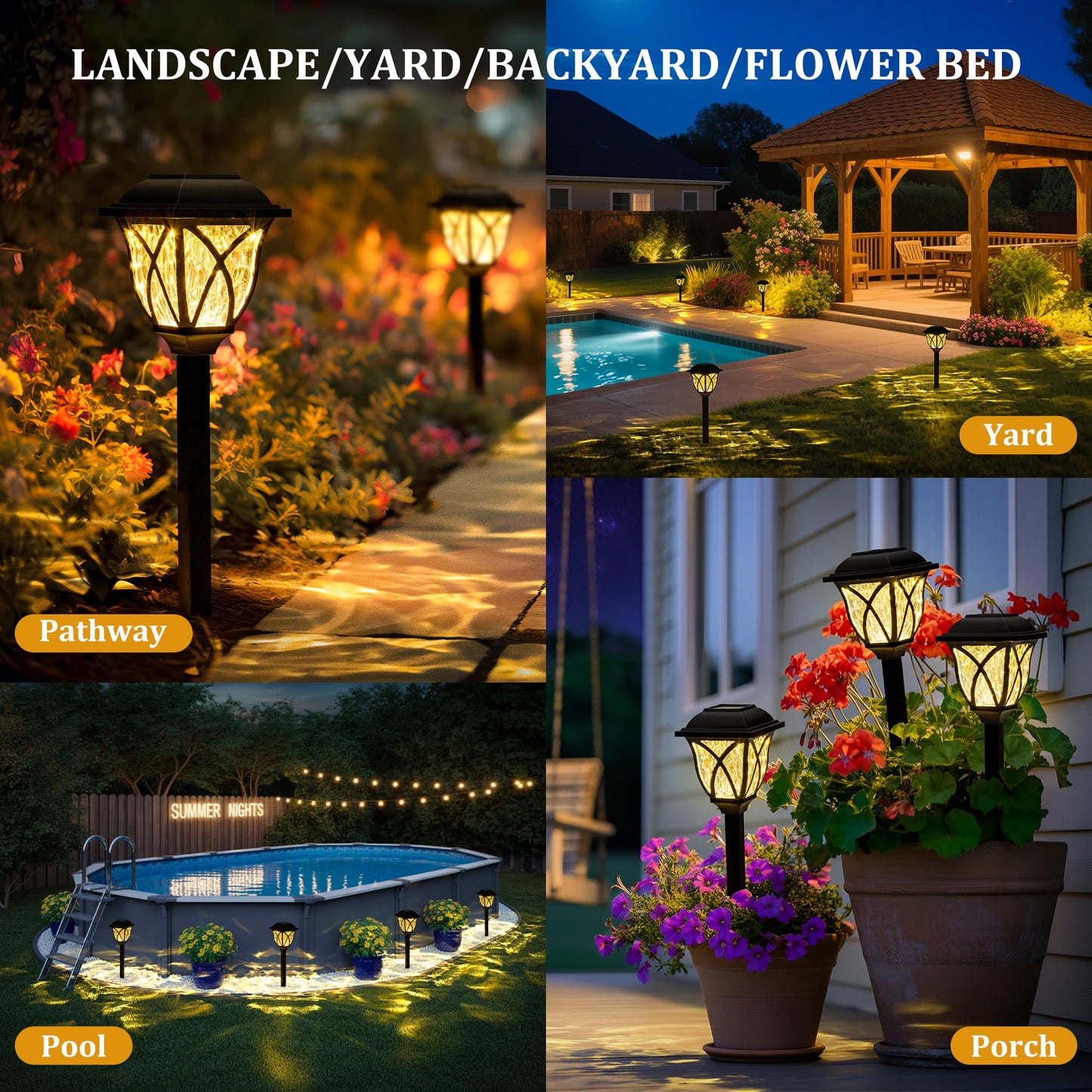 GIGALUMI Solar Lights Outdoor Waterproof, 8 Pack LED Solar Garden Lights, Outdoor Decorations, Garden Decor for Yard, Patio, Landscape, Planter, Walkway (Warm White)