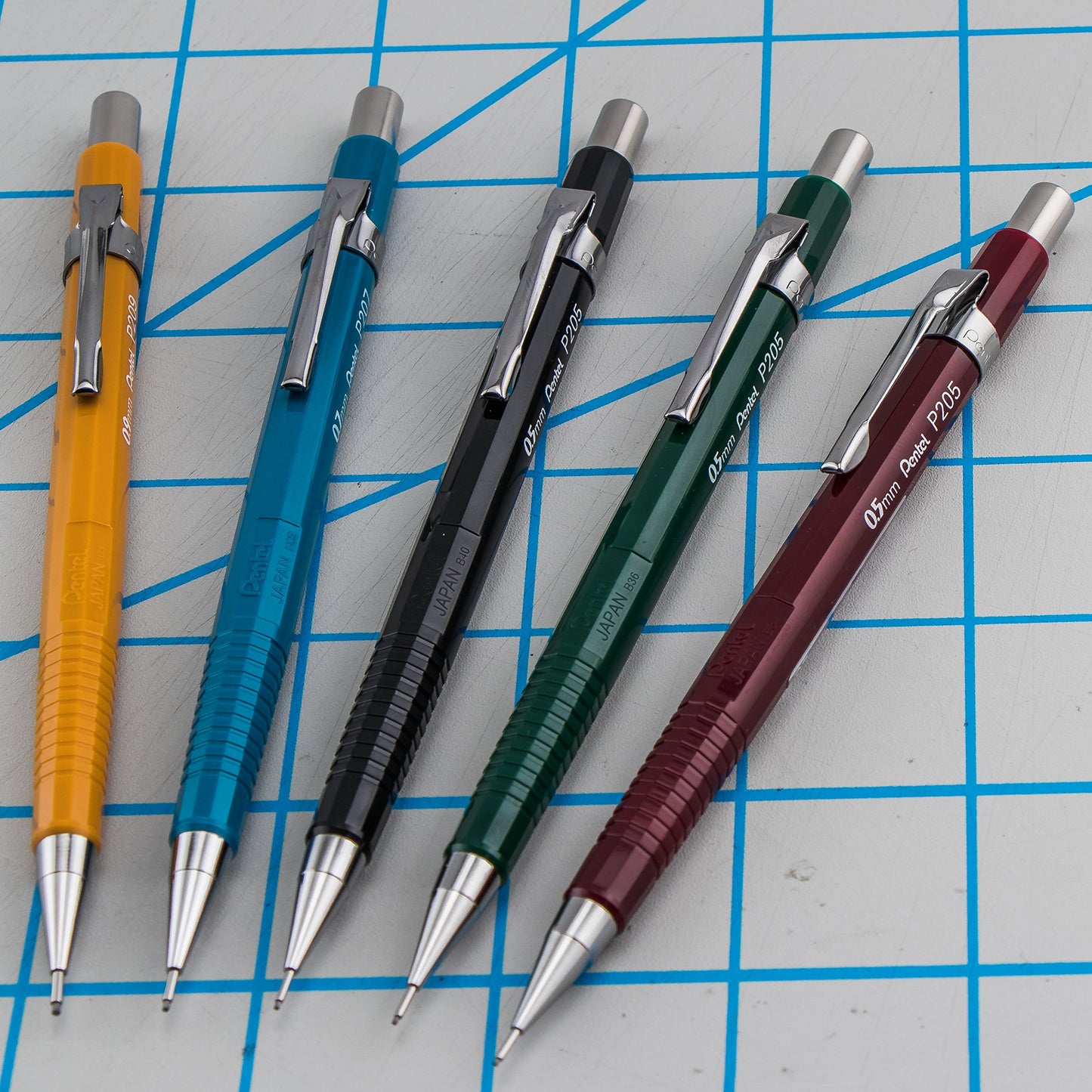 Pentel P200 Drafting Mechanical Pencil, 0.7mm Medium Point, Writing, Drawing, School Supplies, Metal Tip, Blue Barrel, P207-C, Box of 12