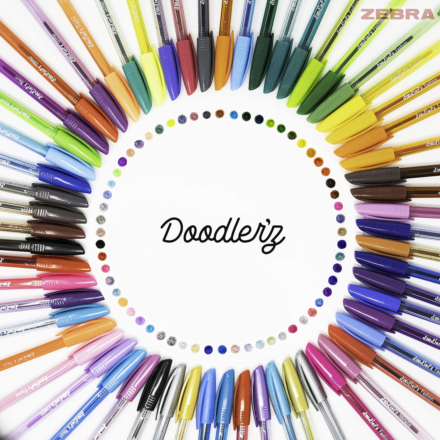 Zebra Pen, doodler’z Gel Stick Pens, 1.0mm Needle-Point Tip, Glitter, Neon, Pastel, Metallic Gel Ink, Vibrant Assorted Colours, Water-Based Ink, Art and School Pens, 60 Count Pack (41960)