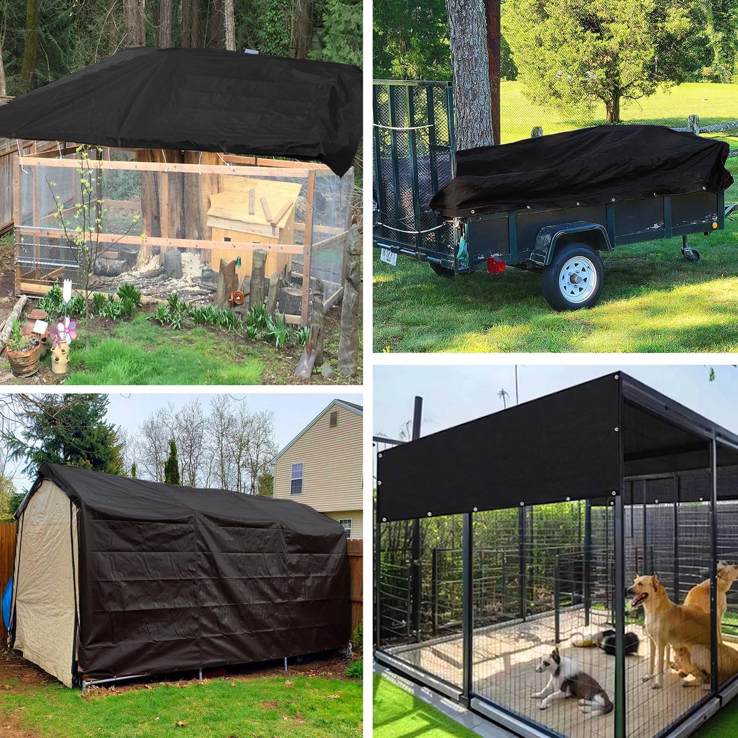 Black Tarps-180g/㎡ Heavy Duty Waterproof Tarpaulin,Lightweight,Durable,Waterproof, Outdoor Waterproof Tarps for Camping Pool,Cars,Garden(10×12FT)