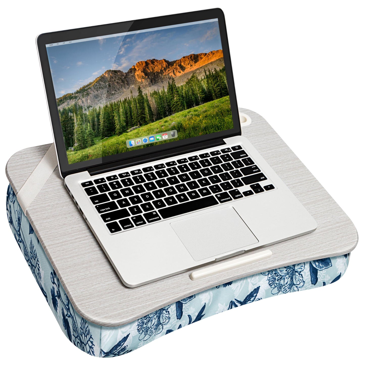LAPGEAR Designer Lap Desk with Phone Holder and Device Ledge - Blue Blossoms - Fits up to 15.6 Inch Laptops - Style No. 45433