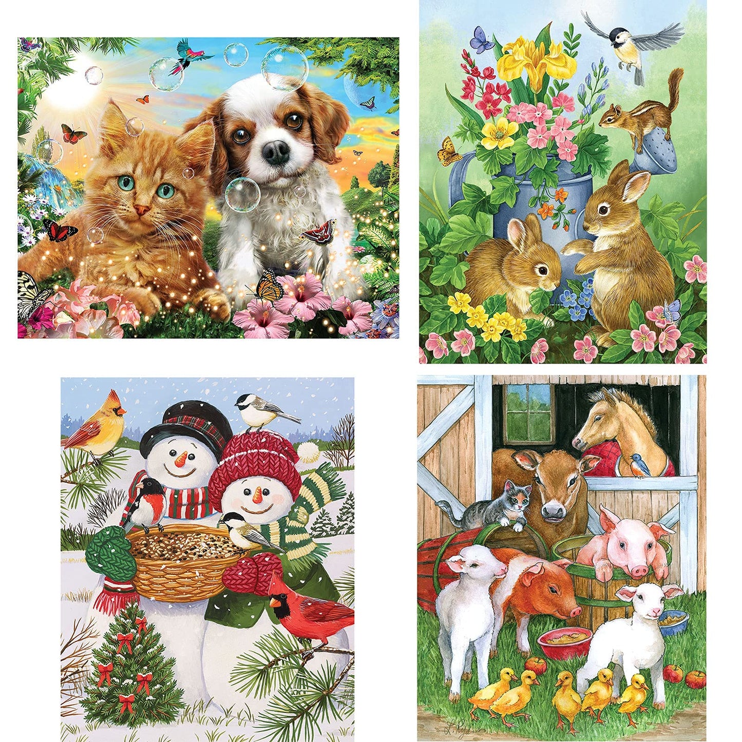 Bits and Pieces – 4-in-1 Multi-Pack - 100 Piece Jigsaw Puzzles for Adults – 100 pc Puzzle Set Bundle by Artist William Vanderdasson - 16" x 20"