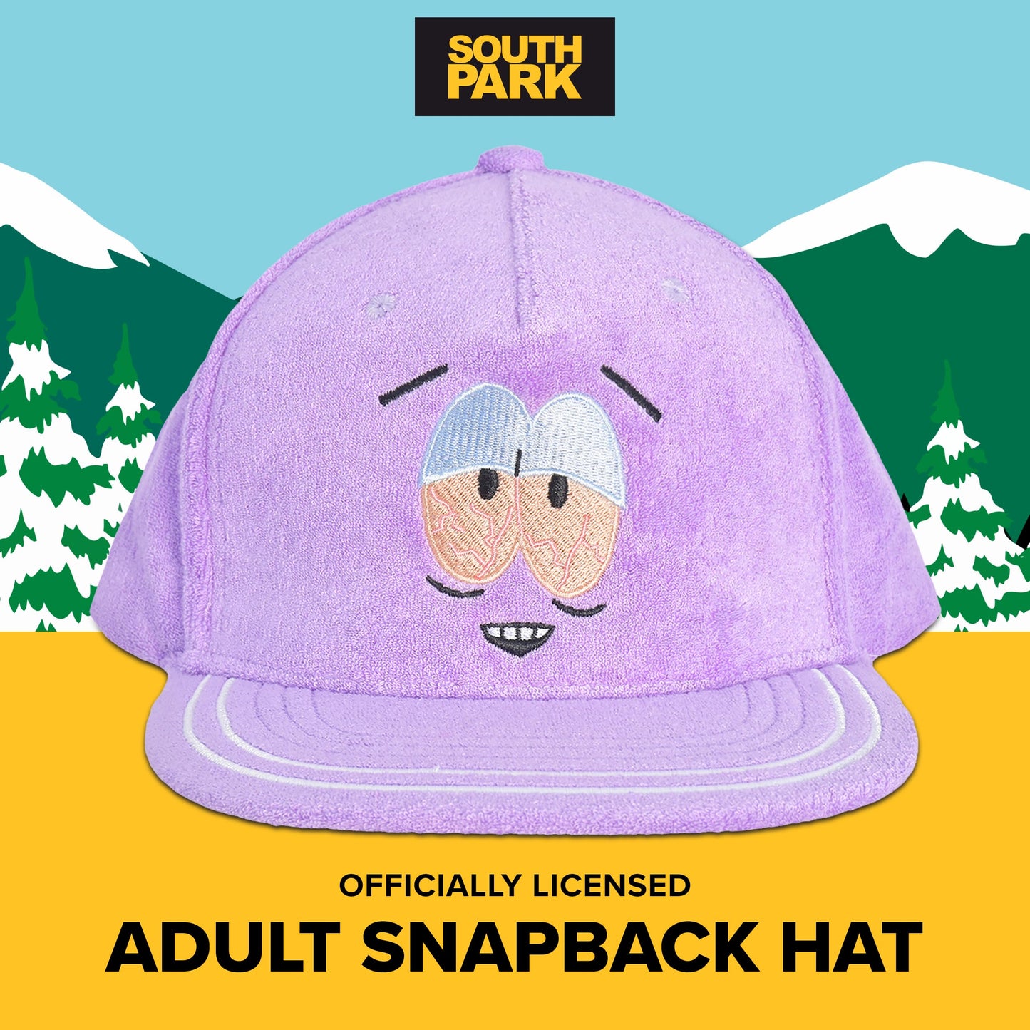 South Park Baseball Cap, Towelie Snapback Skater Baseball Hat with Flat Brim, Indigo, One Size, Indigo, One Size
