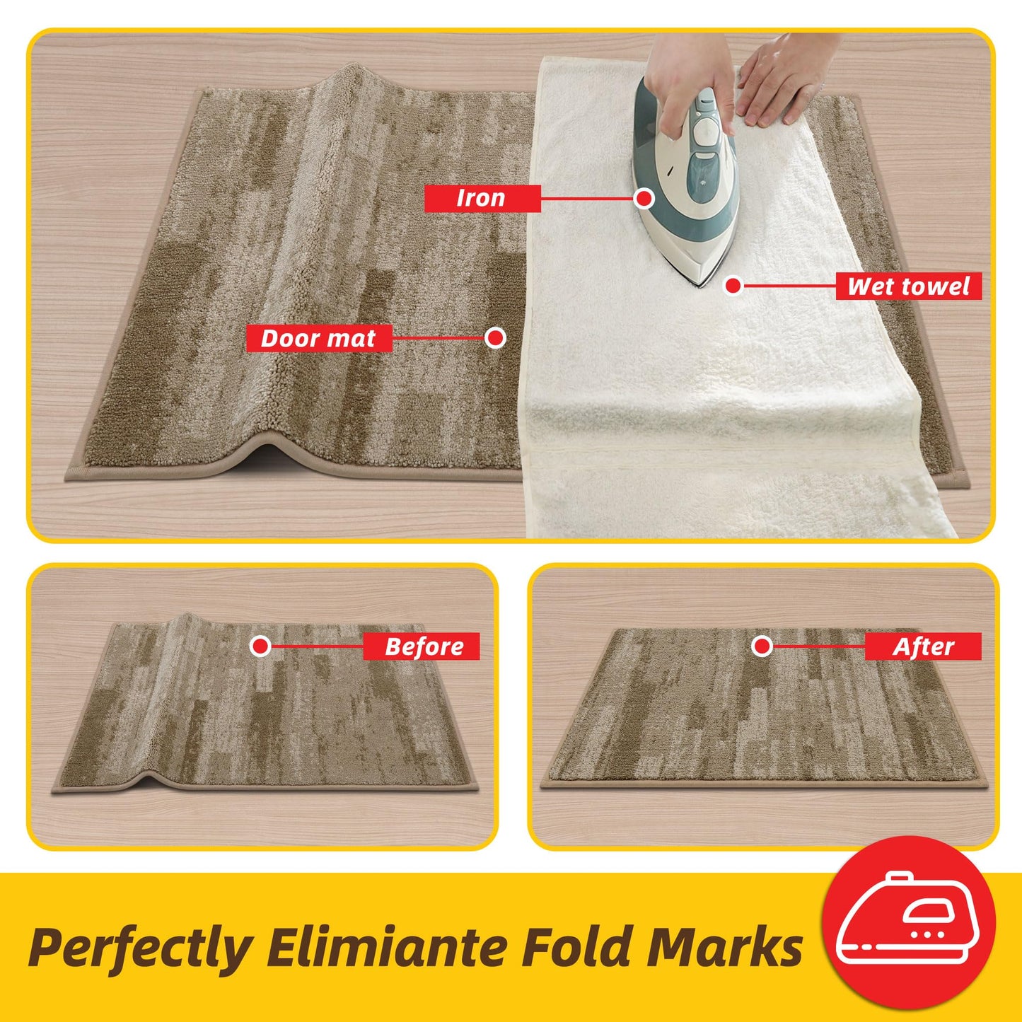 JSEI Dirt Trapper Door Mat 24"x36", Non-Slip Doormats Washable Entryway Mat, Welcome Floor Mat Absorbent Low Profile Dog Door Mats for Front Back Door, Wet Shoes & Paws, Beige