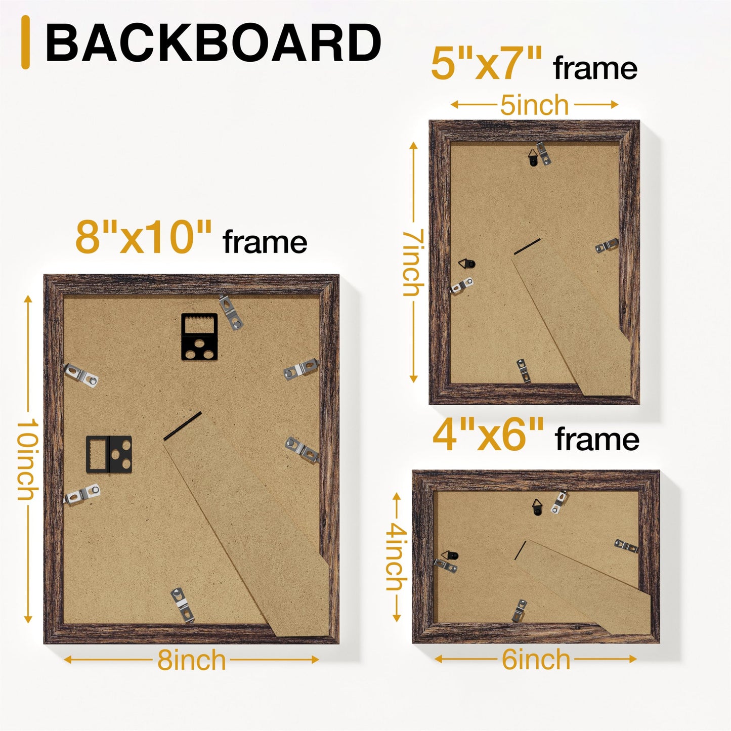 Vittanly 15 Pack Picture Frames Gallery Wall Frame Set for Mounting or Tabletop Display, Multi Sizes Collage Photo Frames Including 3pcs 8x10, 6pcs 5x7, 6pcs 4x6, Brown