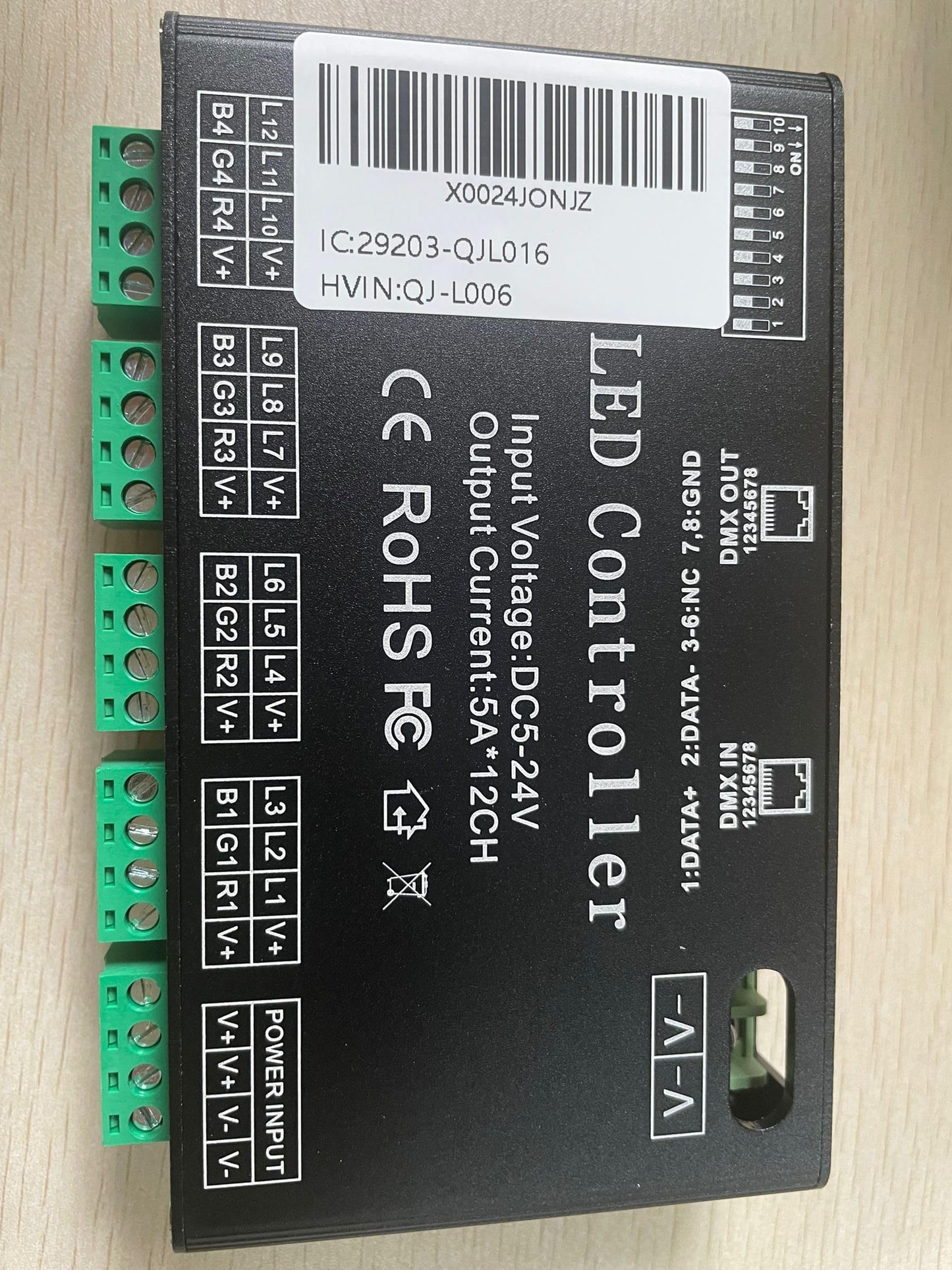 12 Channel DMX Decoder, AZIMOM RGB LED Light Strip Controller dmx512 Decoder Dimmer Driver DC5V-24V LED Module Light