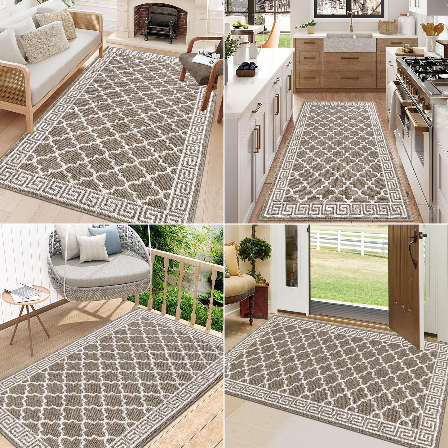 Pauwer Indoor Doormat for Entryway 36"x59" Non-Slip Absorbent Resist Dirt Entrance Mat, Washable Front Door Mat Welcome Mat Low-Profile Inside Floor Mat for Entry Kitchen Laundry Room, Brown