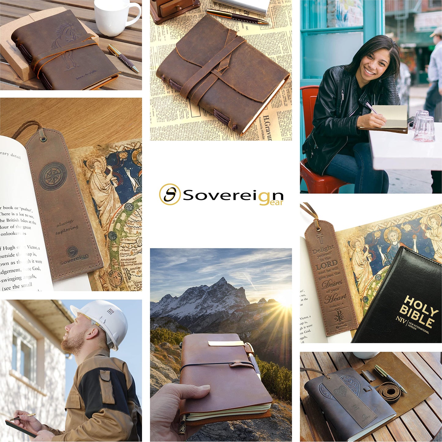 Leather Bound Journal for Men and Women, Handmade Gift Set with Genuine Leather Bookmark and Stylish Pen, Vintage and Classic, Notebook, Sketchbook, Planner, Journal and Diary (300 Pages) (7x5")