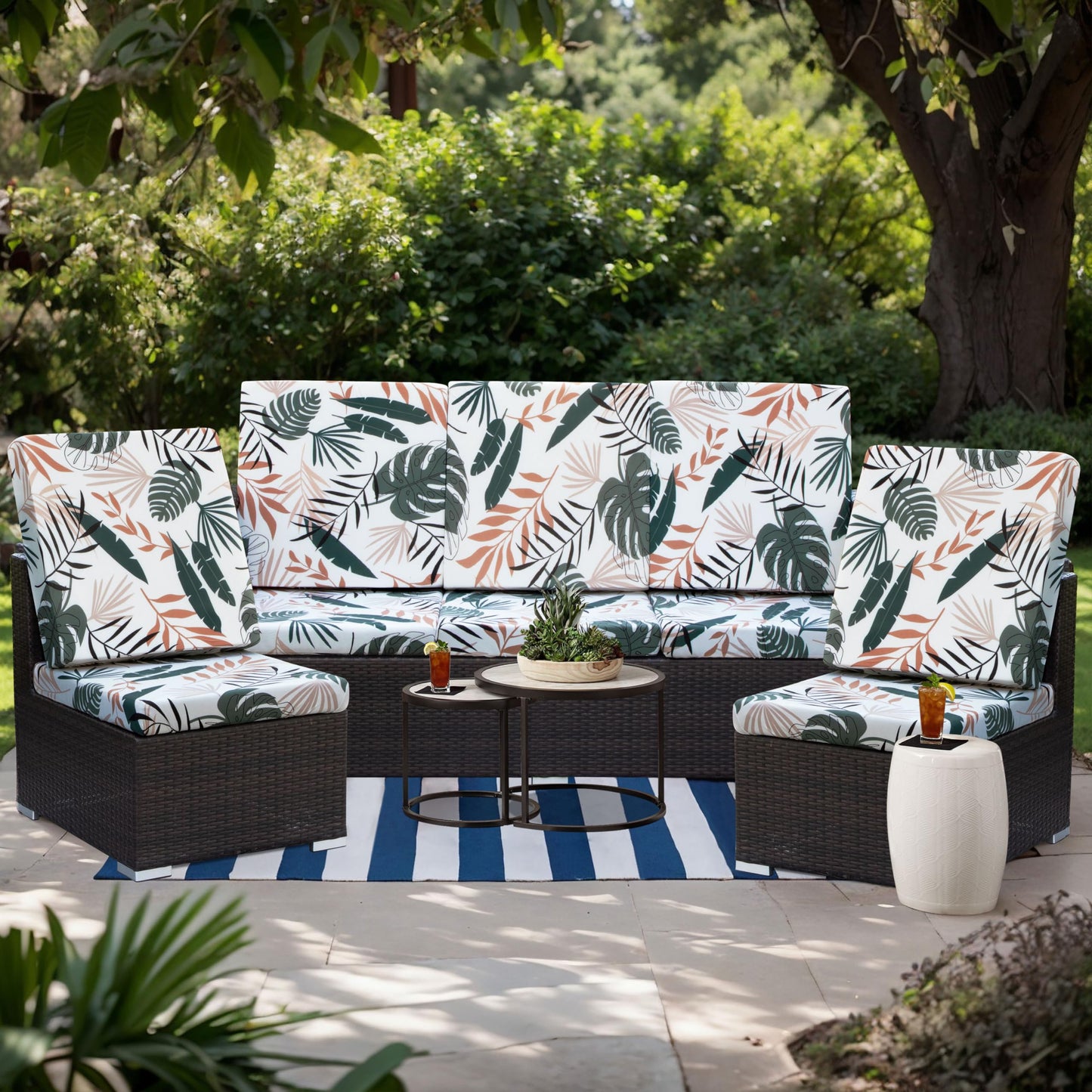 8 Pcs Outdoor Couch Covers, Patio Sofa Cushion Covers-Stretch Print Slipcovers,Washable Sofa Chair Seat Cushions Slipcovers for Indoor & Outdoor Furniture