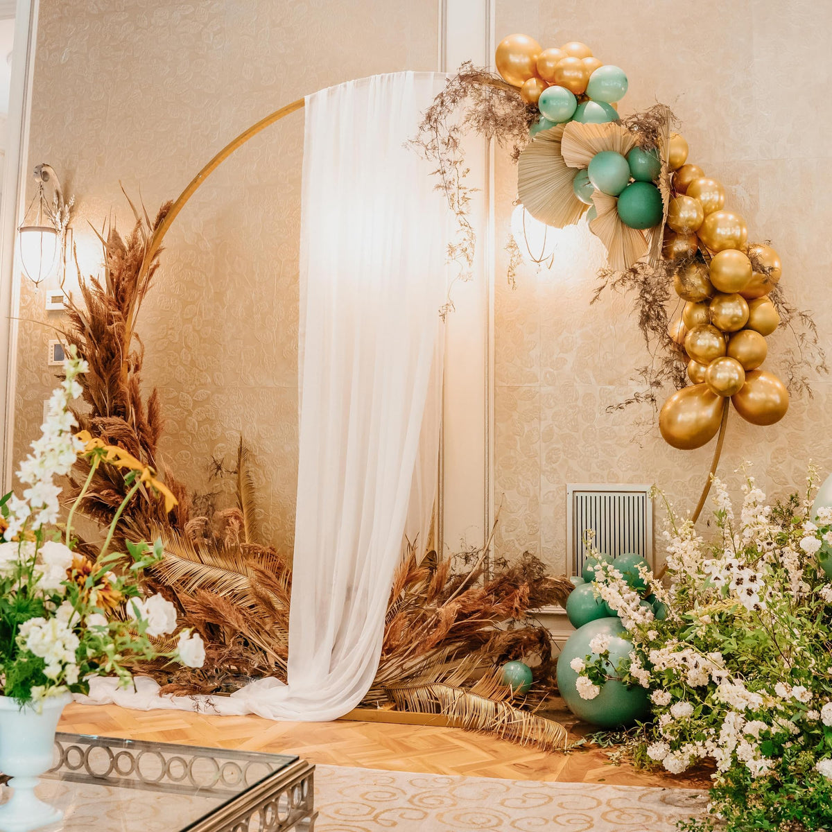Wokceer Wedding Arch Draping Fabric 6 Panels 28.7" x 20FT White Drapes Sheer Fabric Backdrop Arch Draping Fabric for Wedding Ceremony Birthday Party Bridal Shower Decoration