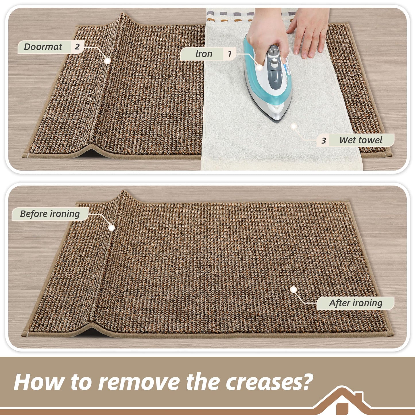 BEQHAUSE Dirt Trapper Door Mat 20" x 32", Non-Slip Washable Doormats Entrance Mat, Dirt Resistant and Absorbent Welcome Mat, Low Profile Floor Mats for Front Back Door and Entryway, Taupe