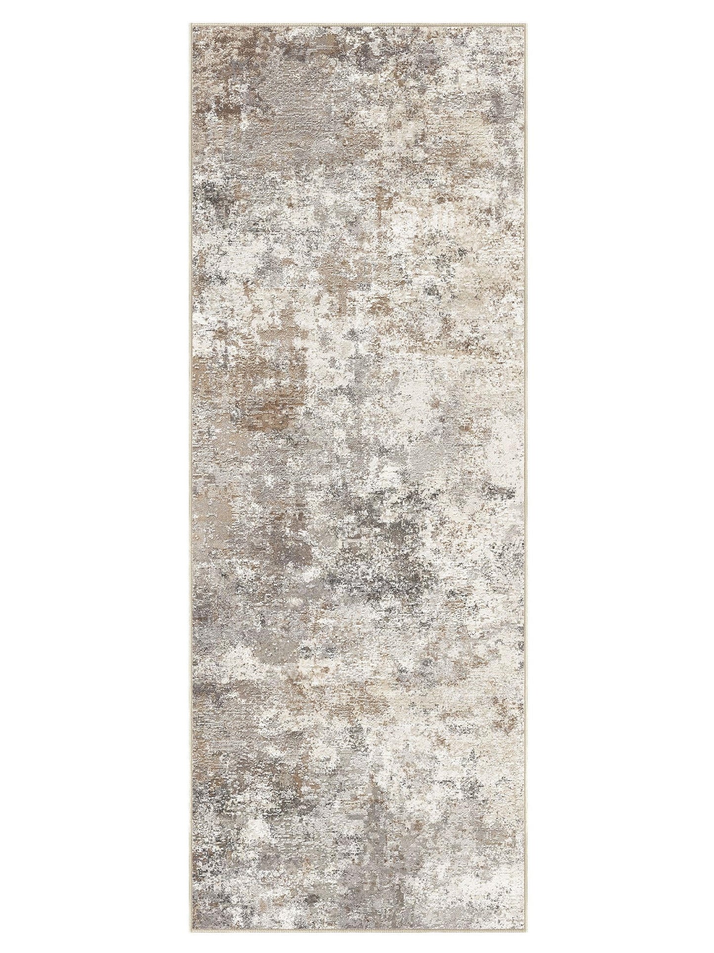 UERMEI 2x6 Washable Runner Rug for Hallway, Non Slip Low Pile Kitchen Carpet, Neutral Modern Abstract Indoor Floor Mat for Entryway Laundry, Kid & Pet Safe High Traffic Area, Brown Grey